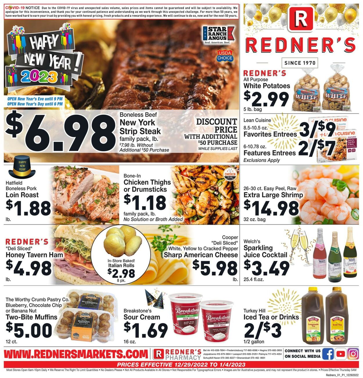 Redner’s Warehouse Market Ad from 12/29/2022