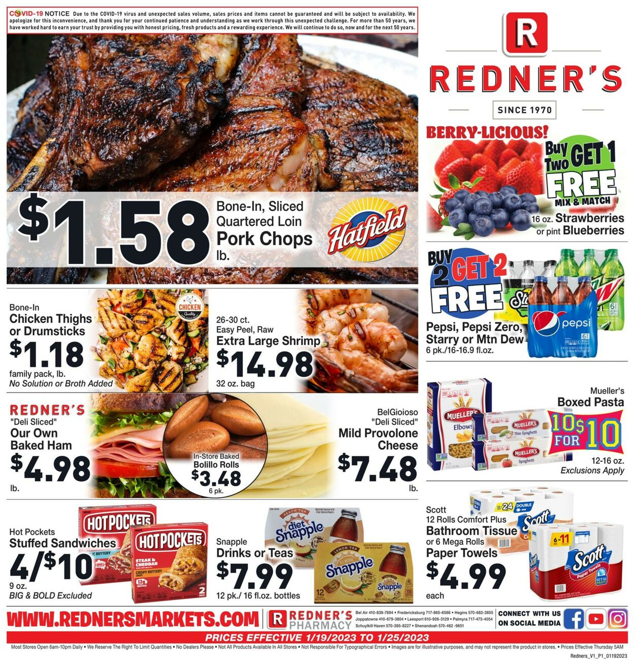 Redner’s Warehouse Market Ad from 01/19/2023