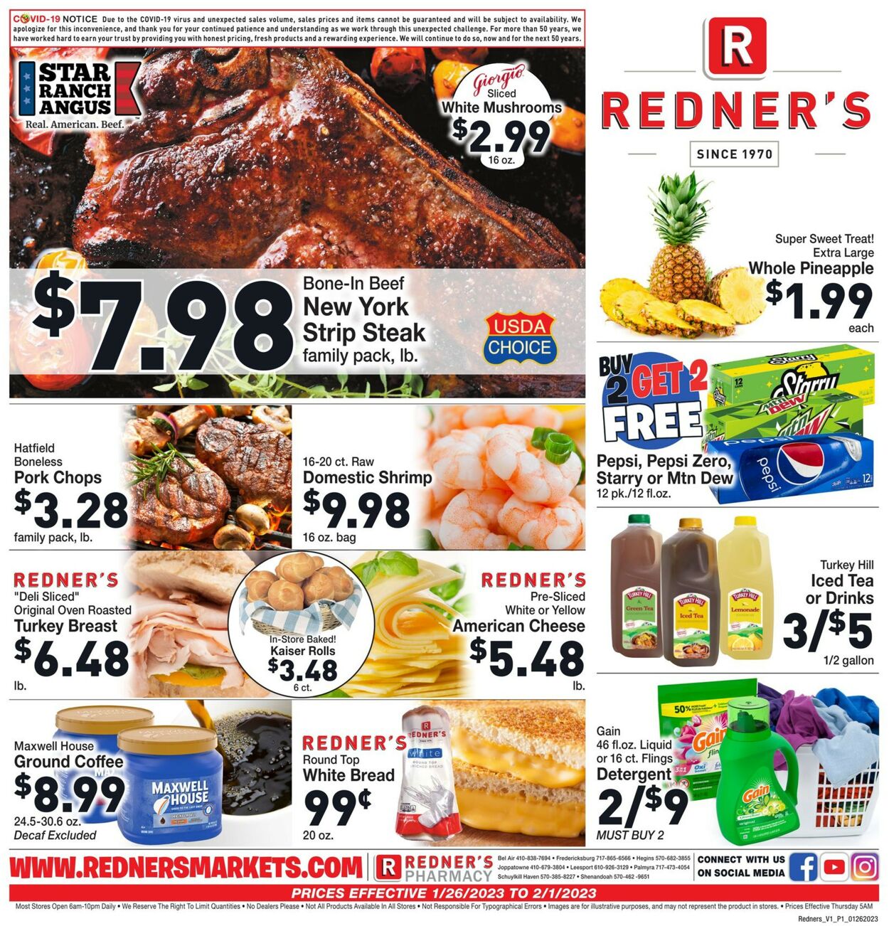 Redner’s Warehouse Market Ad from 01/26/2023
