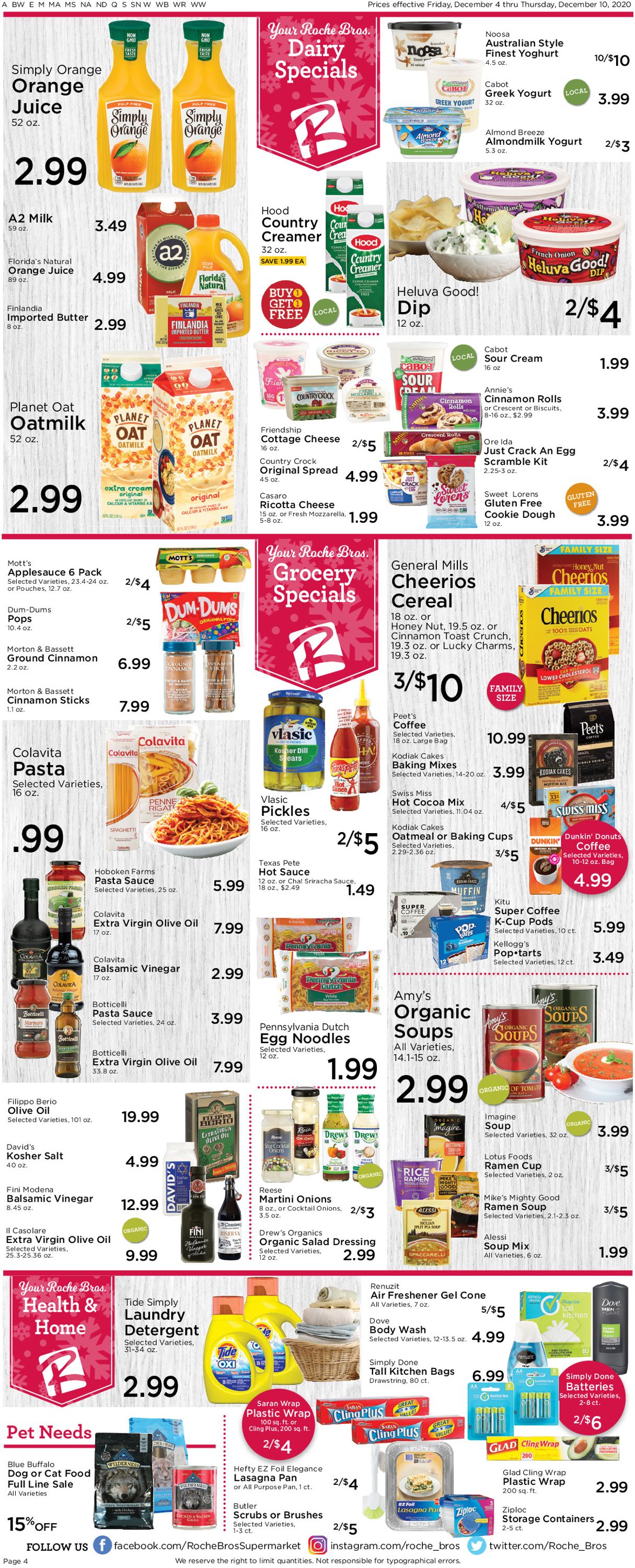Roche Bros. Supermarkets Ad from 12/04/2020