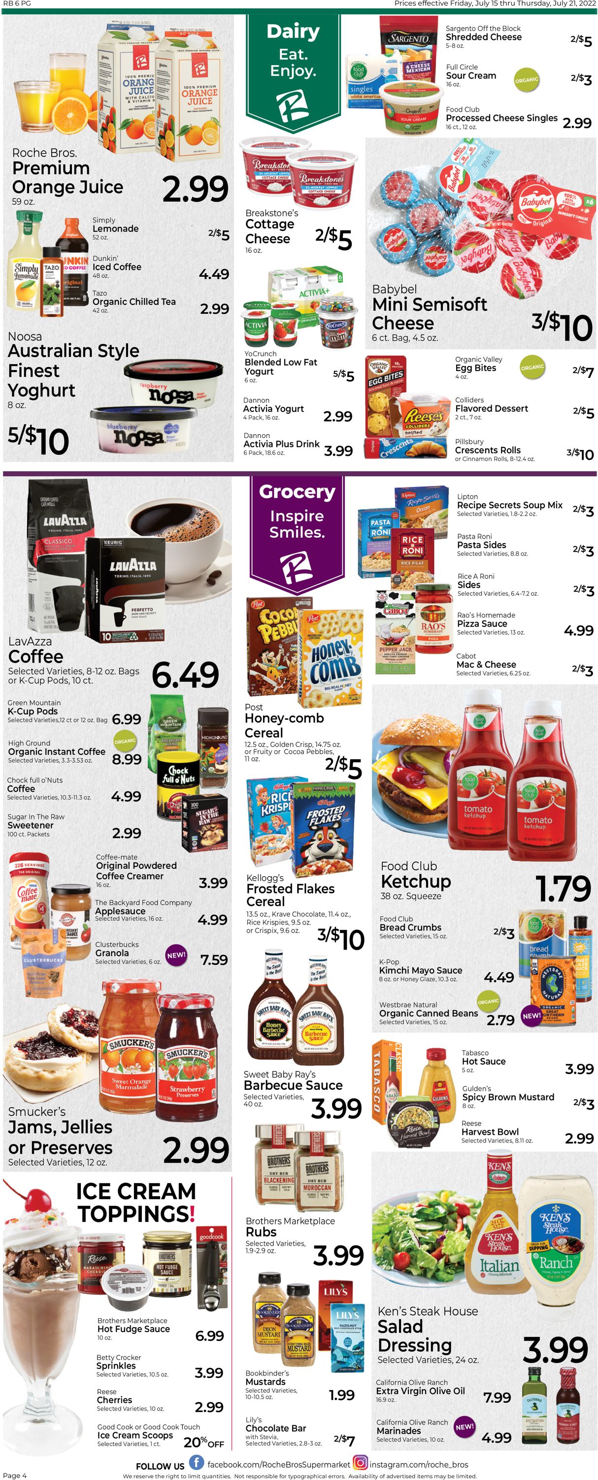 Roche Bros. Supermarkets Ad from 07/15/2022