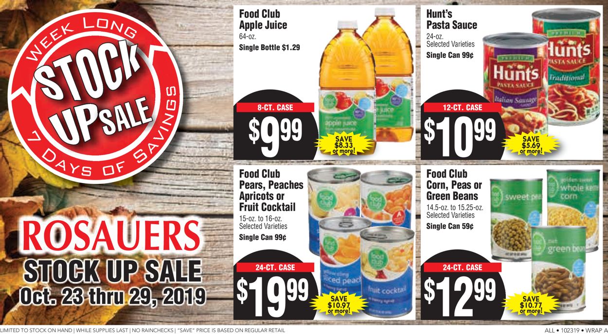 Rosauers Ad from 10/23/2019