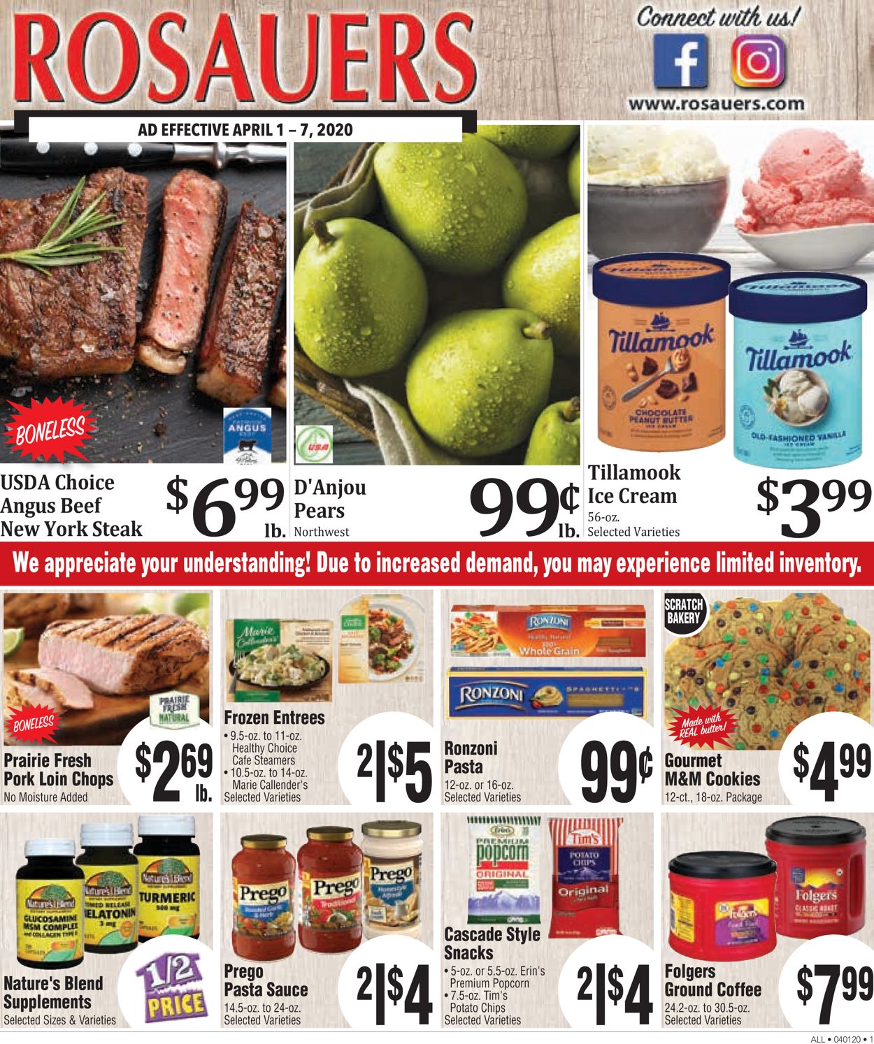 Rosauers Ad from 04/01/2020