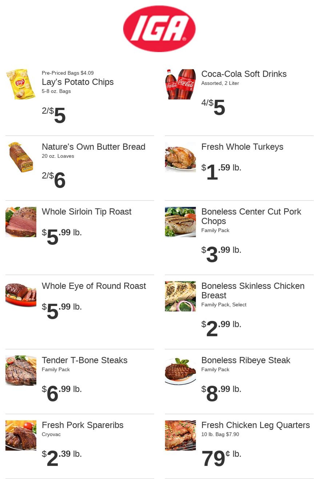 Rowe's IGA Supermarkets Ad from 12/15/2021