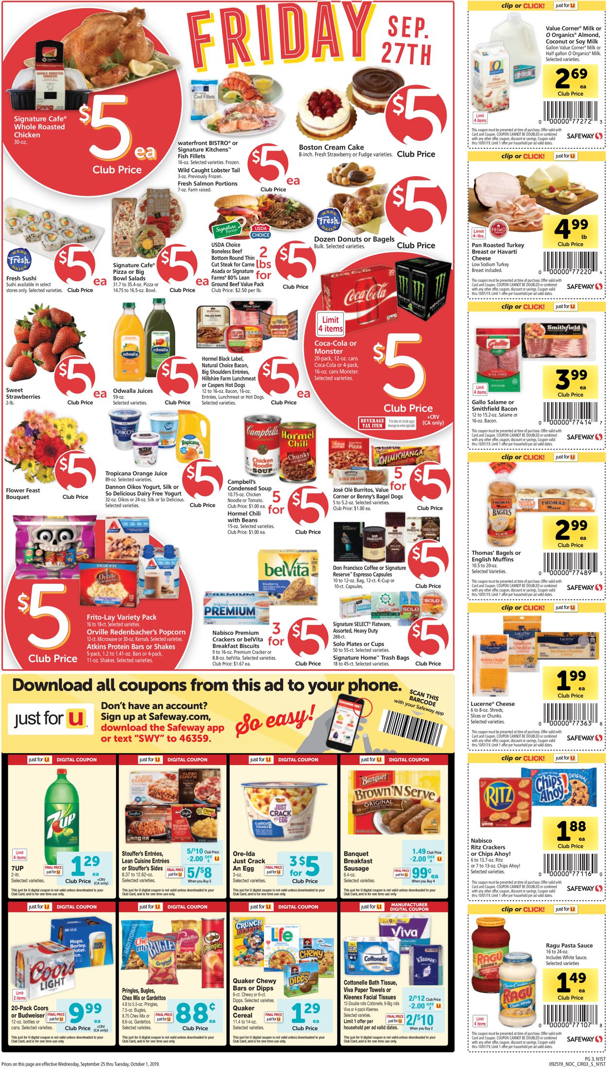 Safeway Ad from 09/25/2019