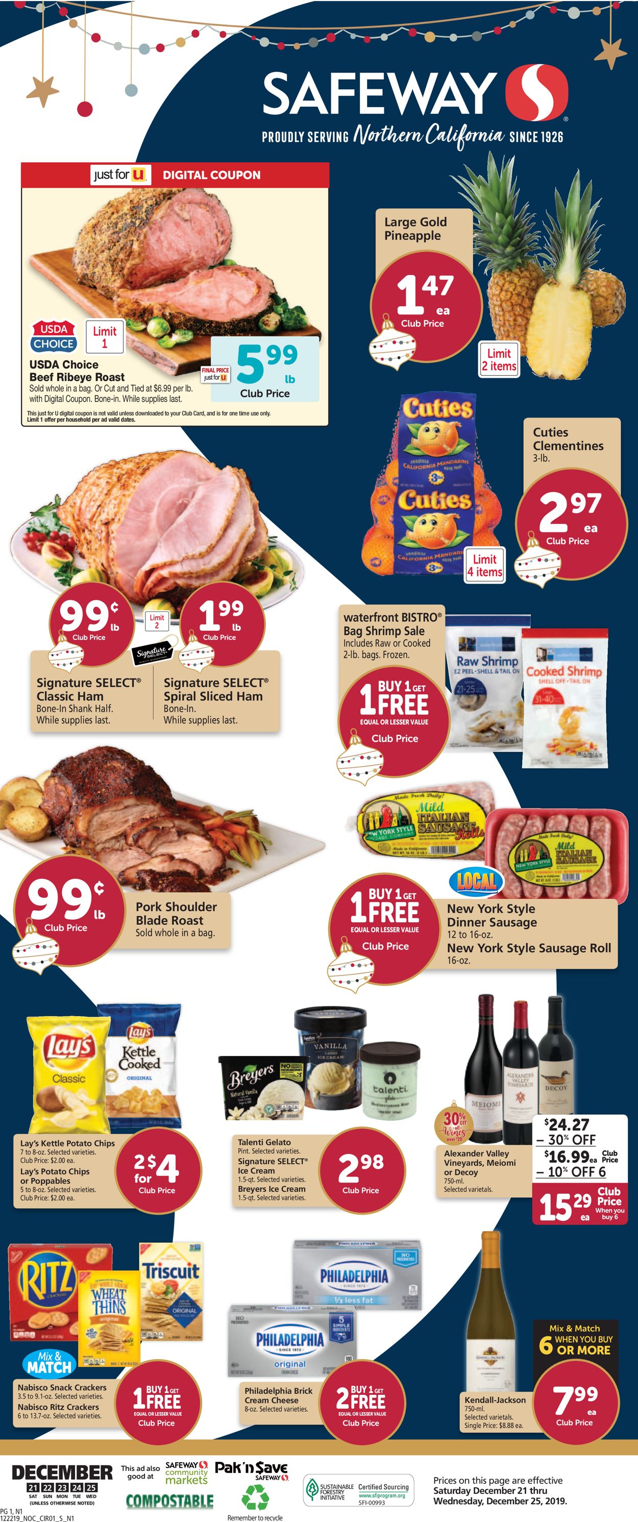Safeway Ad from 12/21/2019