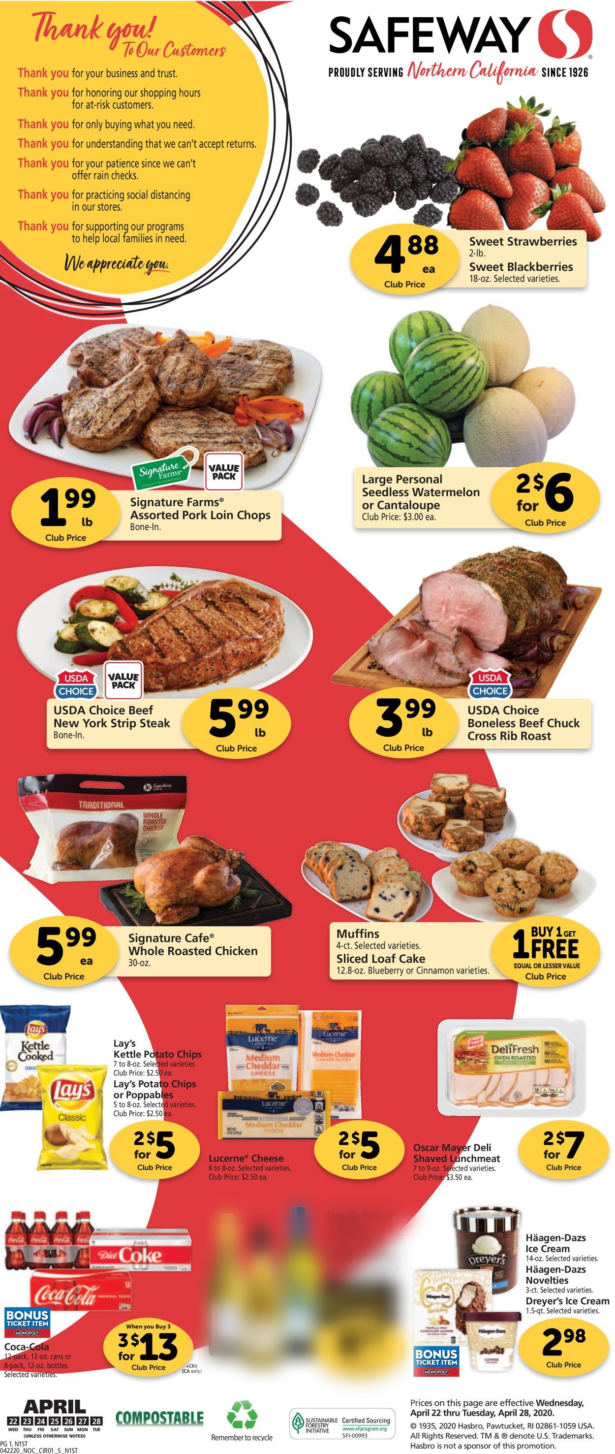 Safeway Ad from 04/22/2020