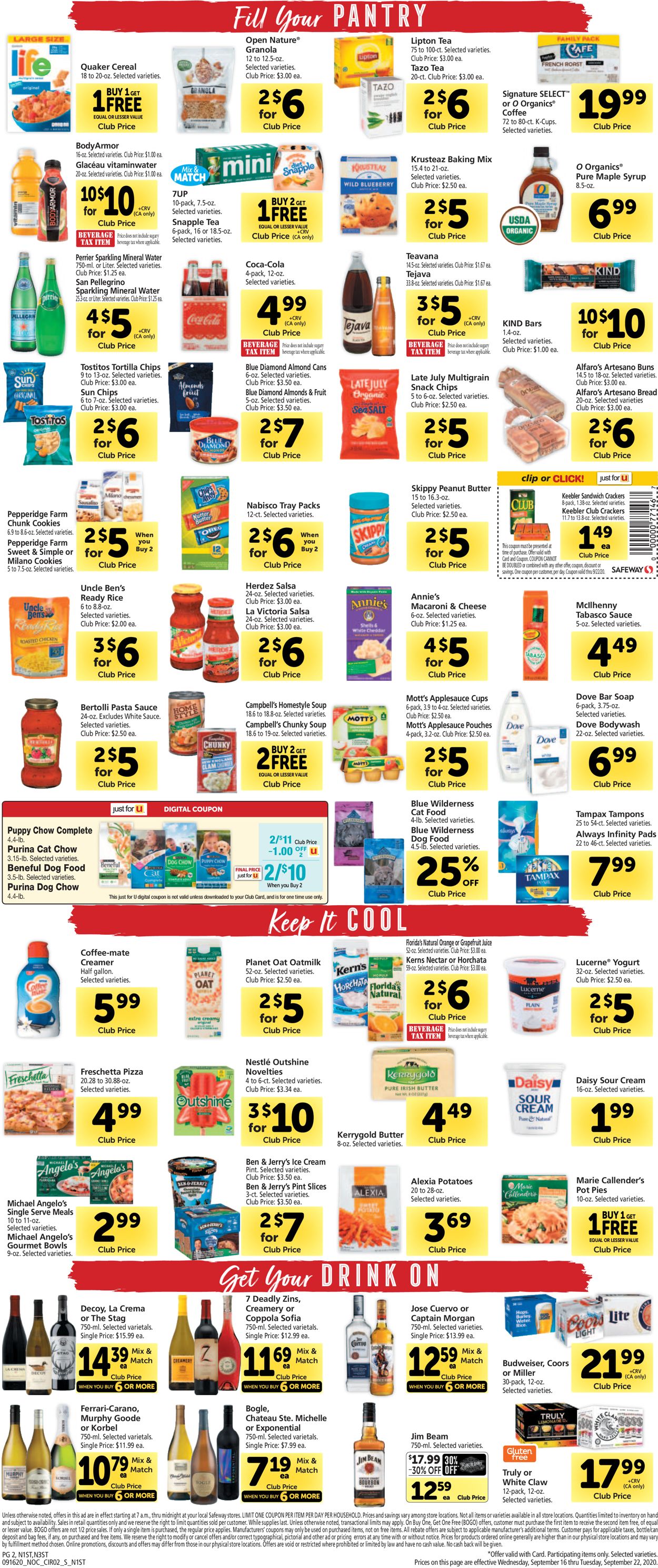 Safeway Ad from 09/16/2020