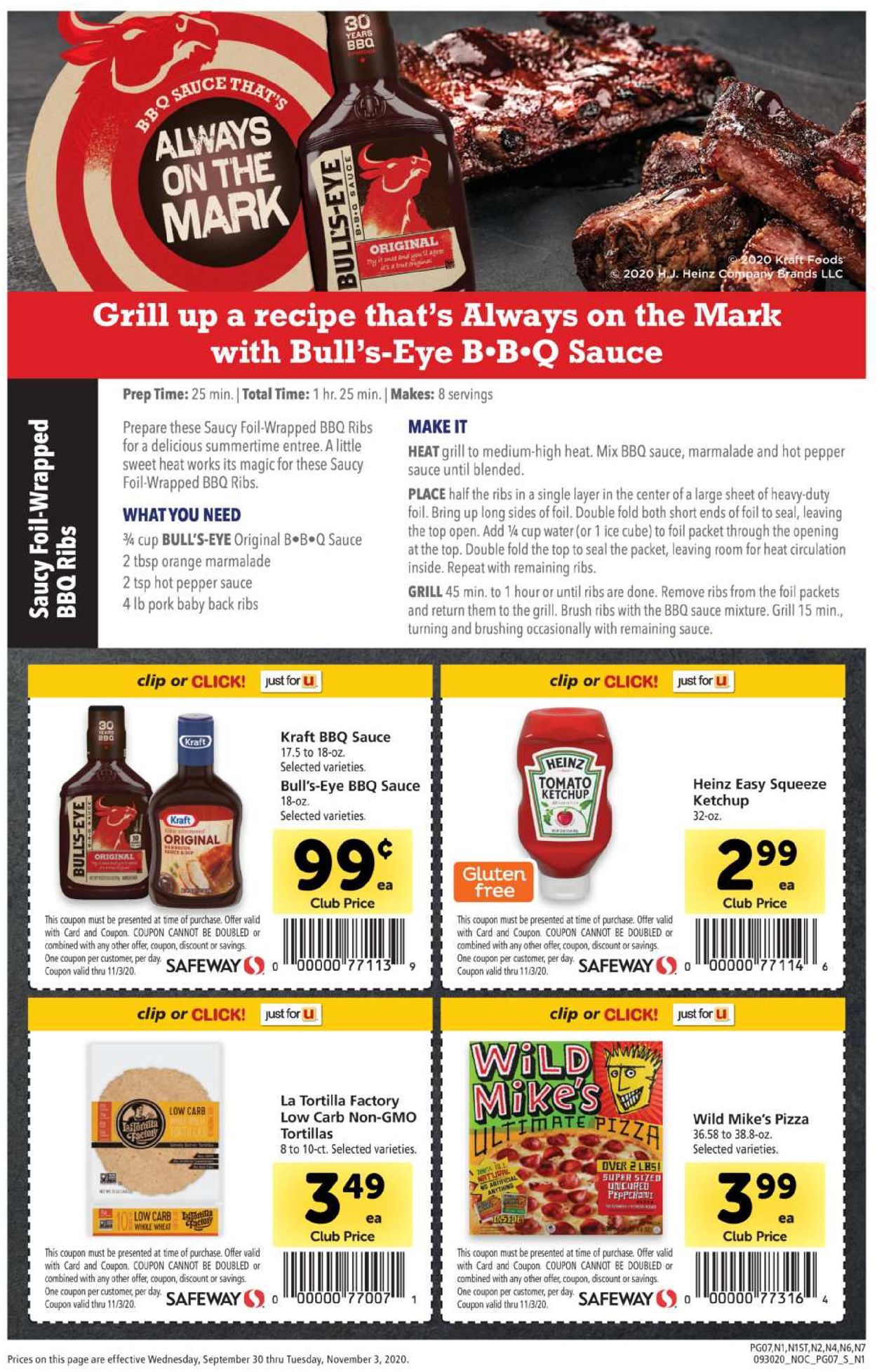 Safeway Ad from 09/30/2020