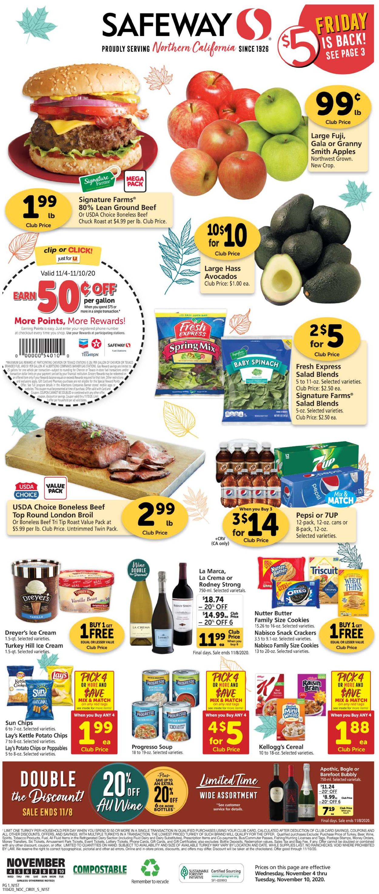 Safeway Ad from 11/04/2020