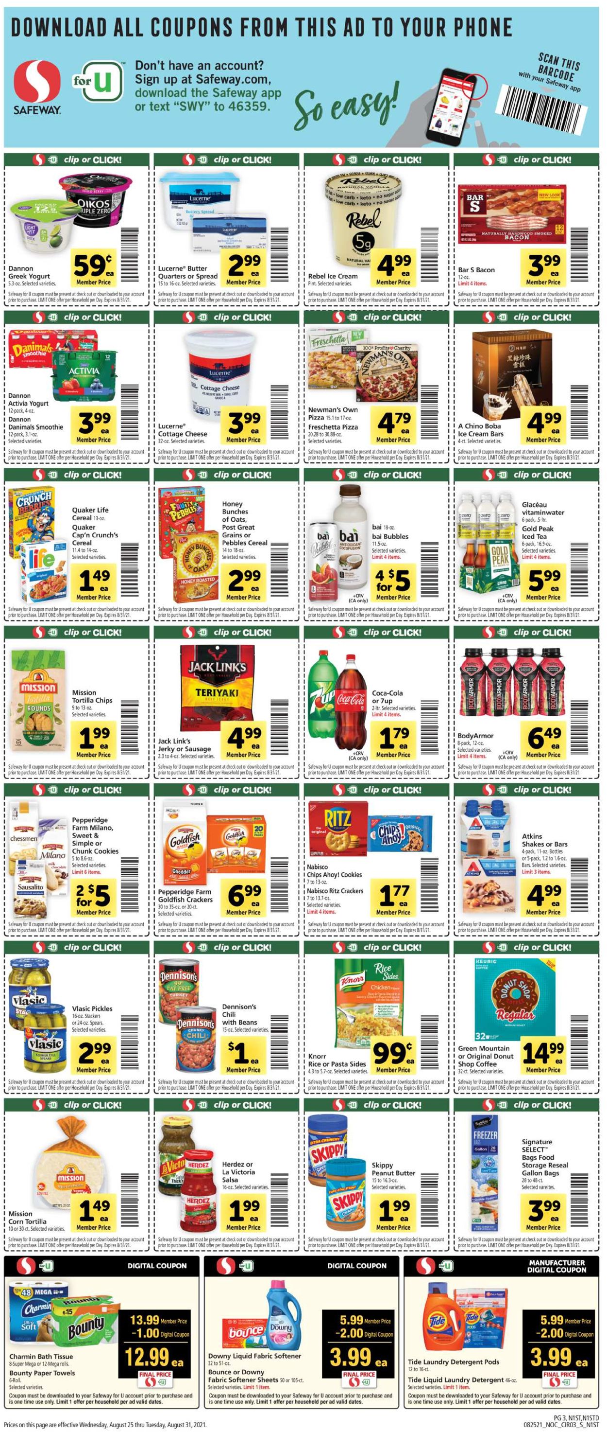 Safeway Ad from 08/25/2021