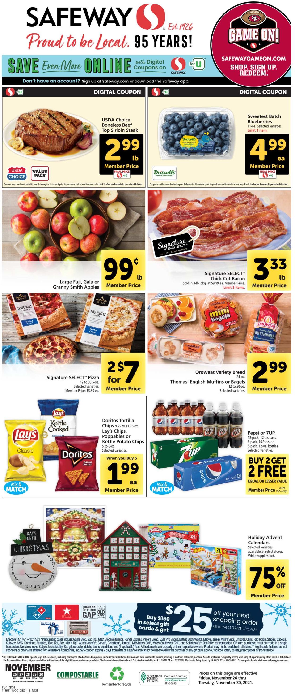Safeway Ad from 11/26/2021