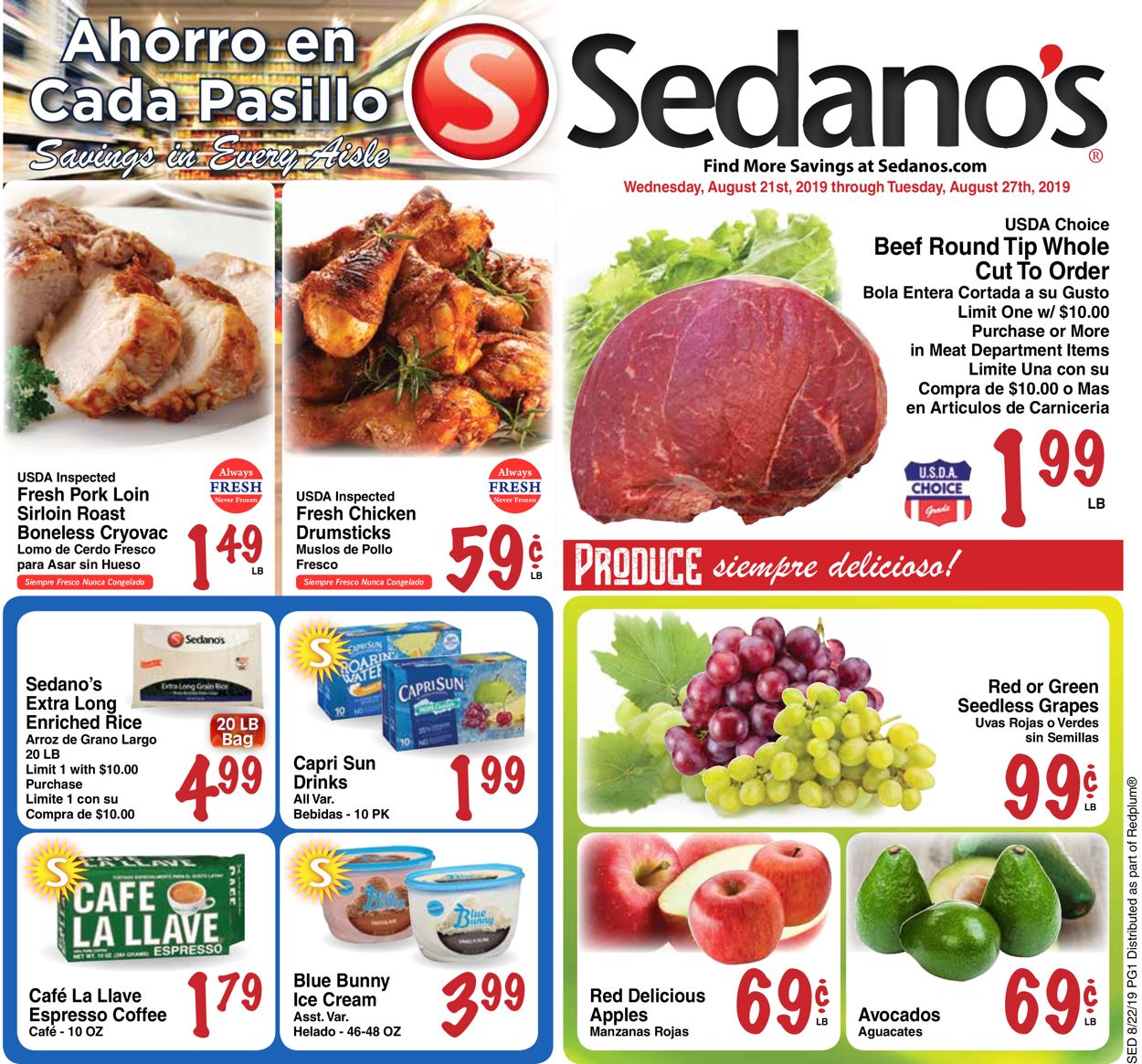 Sedano's Ad from 08/21/2019