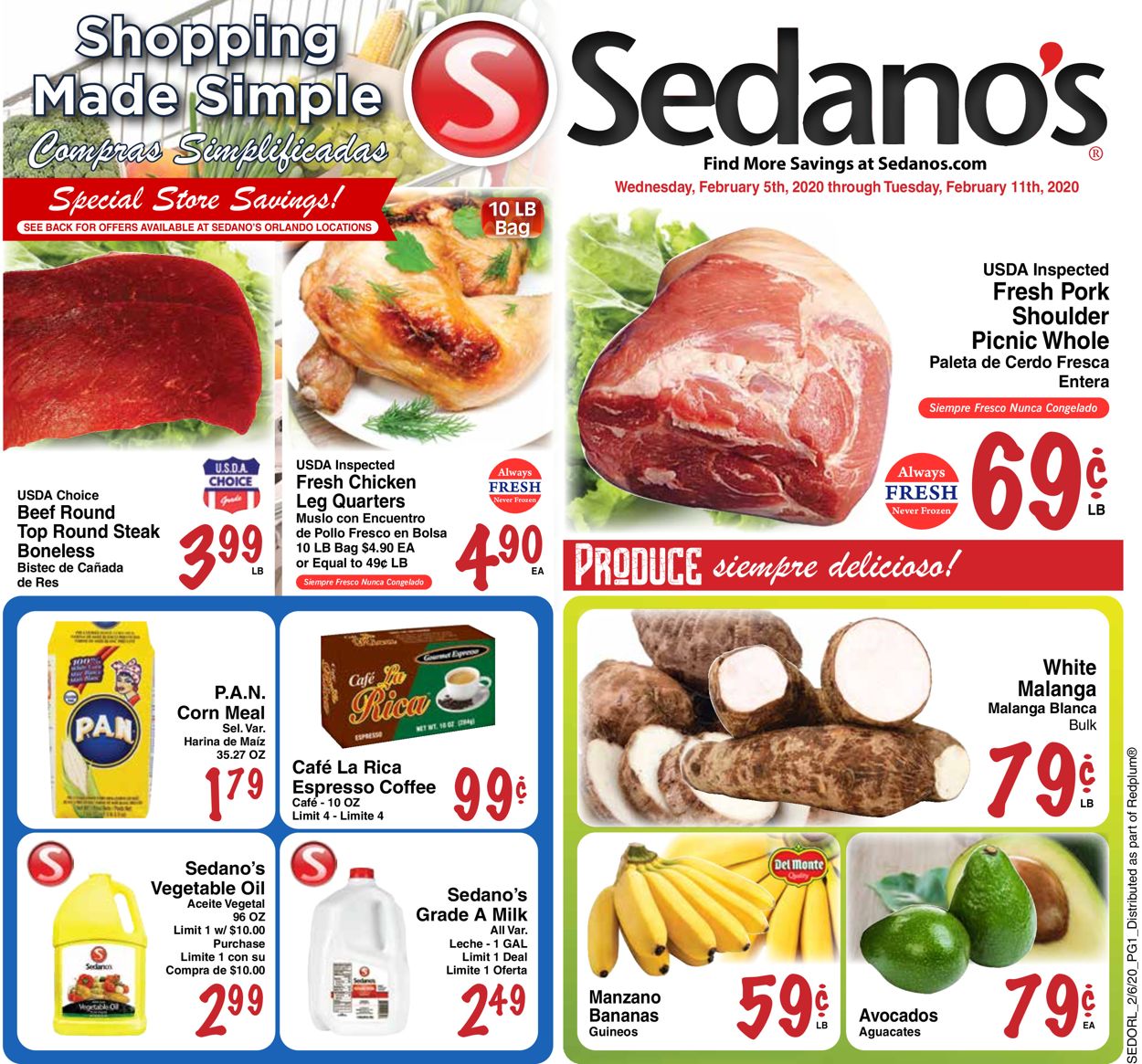 Sedano's Ad from 02/05/2020