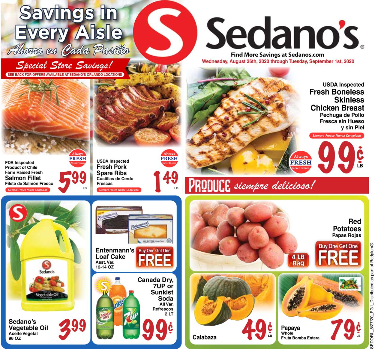 Sedano's Ad from 08/26/2020
