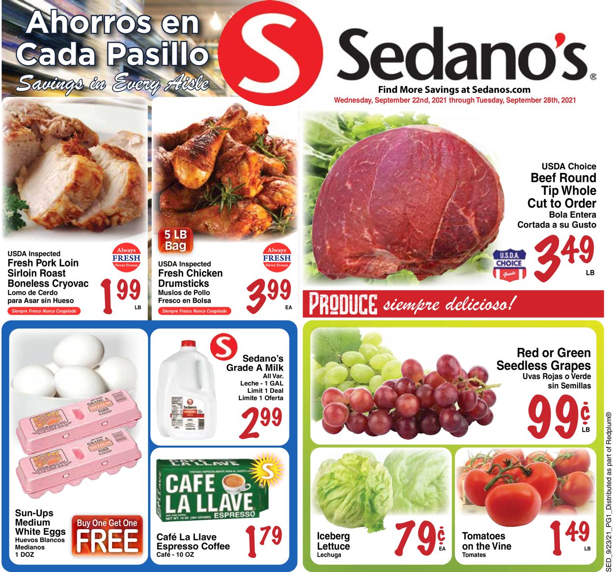 Sedano's Ad from 09/22/2021