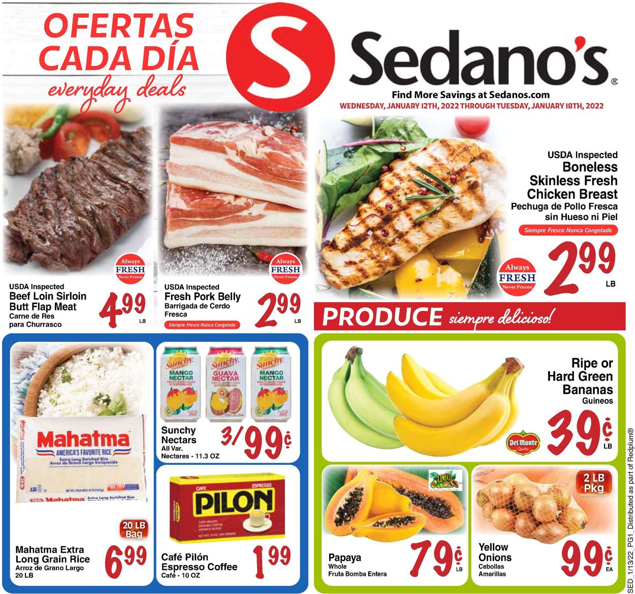 Sedano's Ad from 01/12/2022