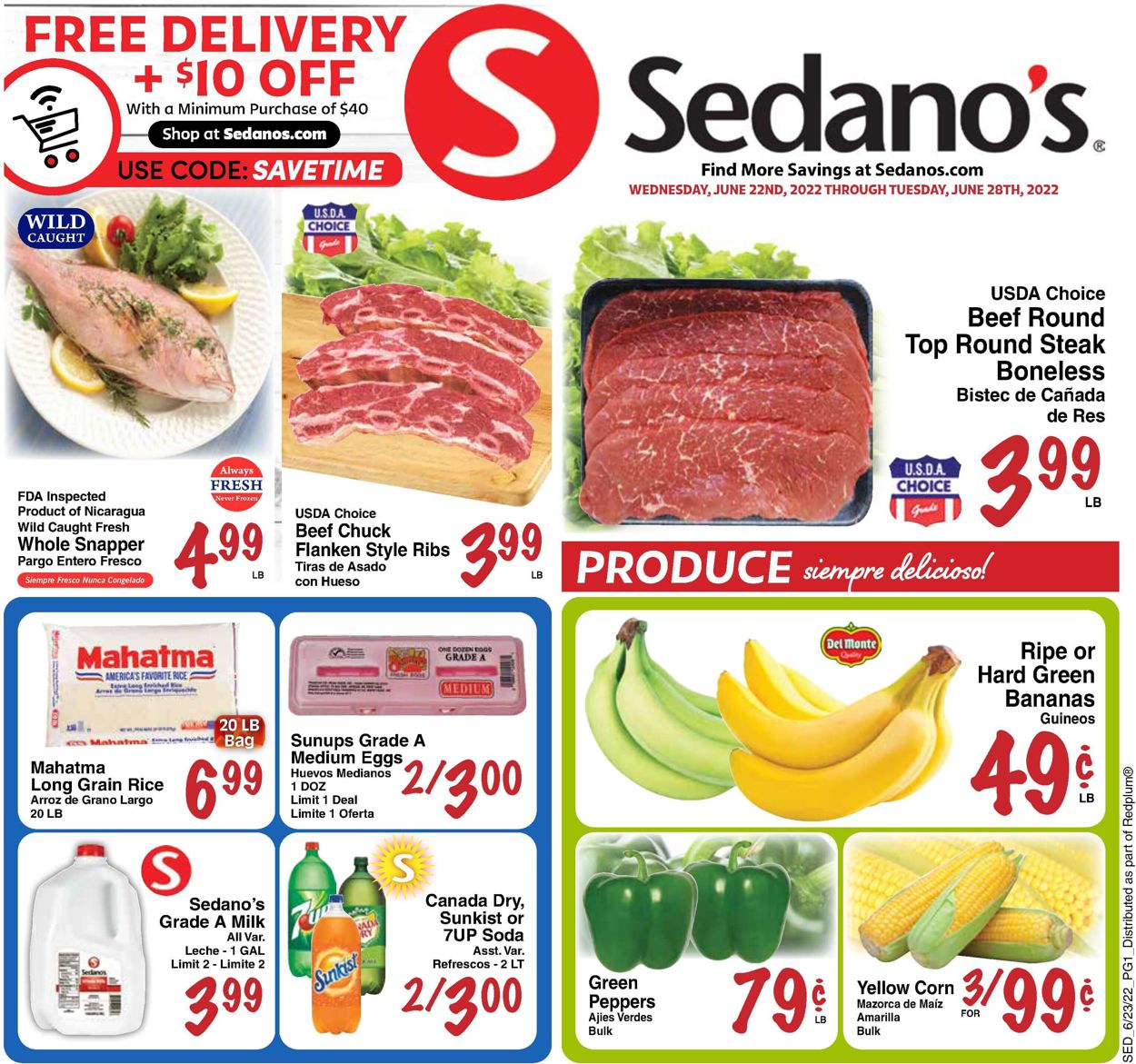 Sedano's Ad from 06/22/2022