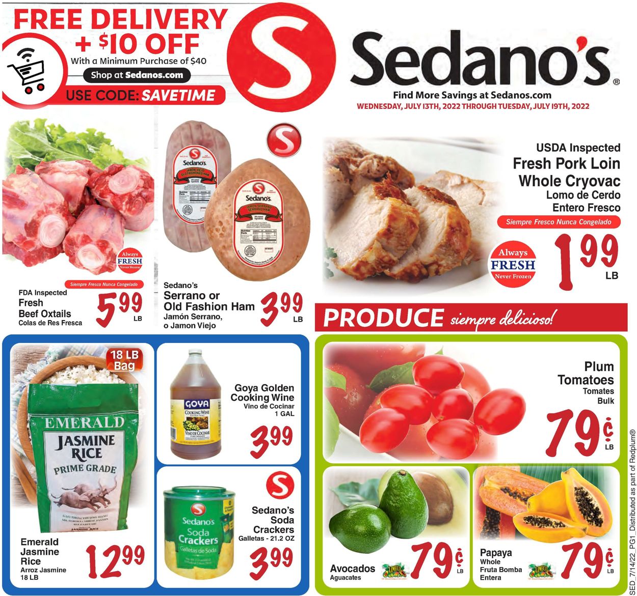 Sedano's Ad from 07/13/2022