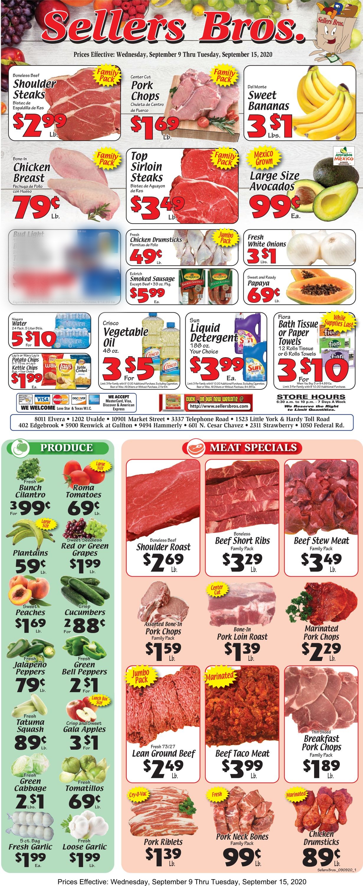 Sellers Bros. Ad from 09/09/2020