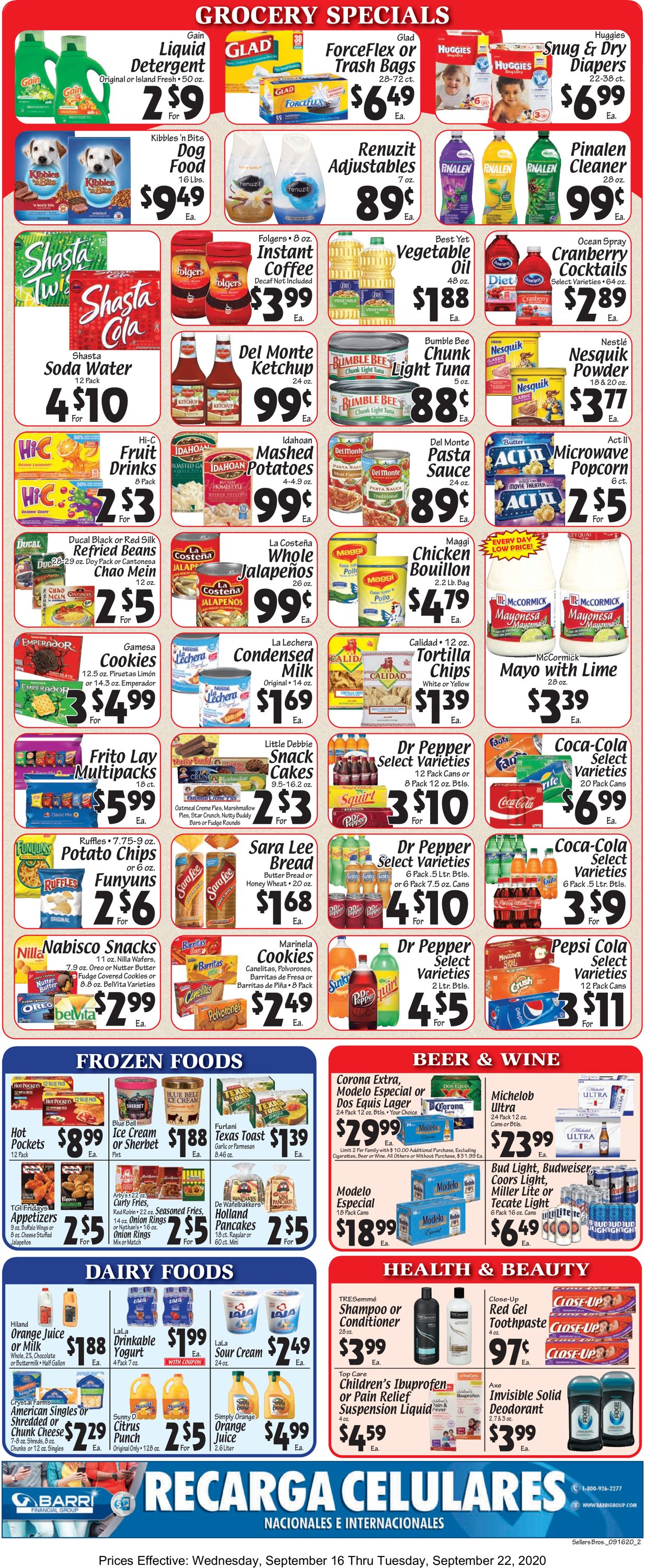 Sellers Bros. Ad from 09/16/2020