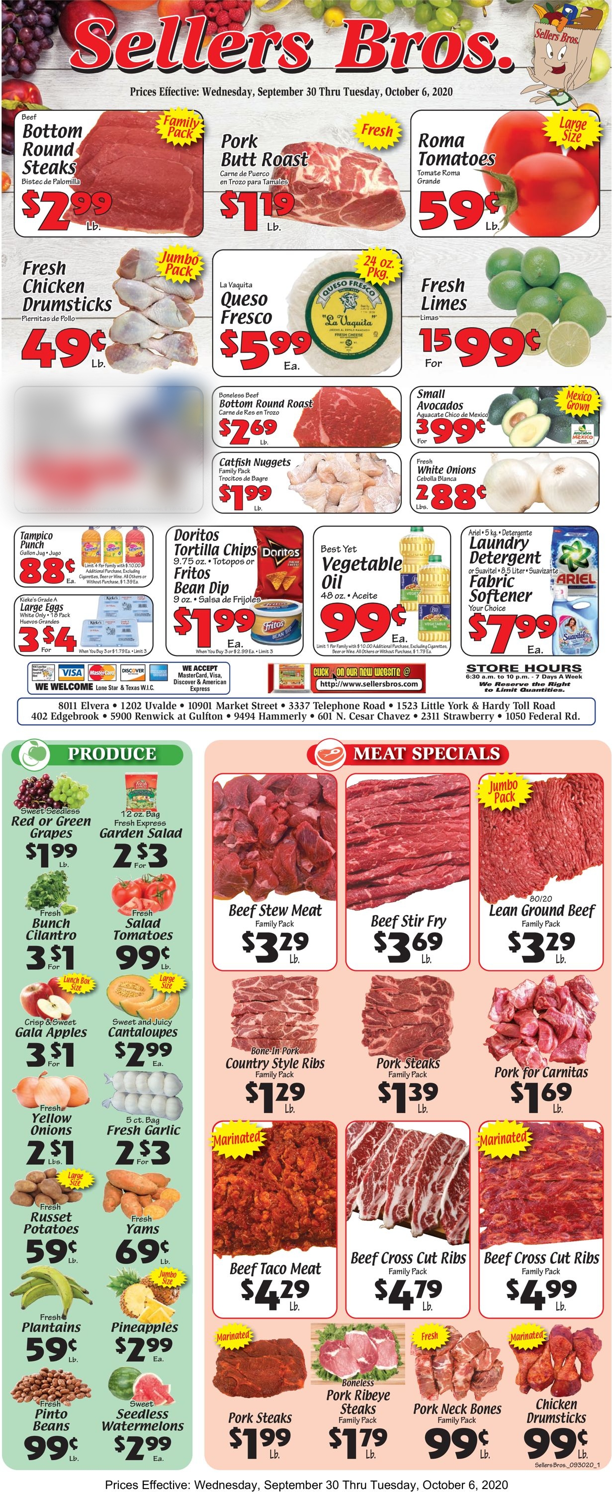 Sellers Bros. Ad from 09/30/2020