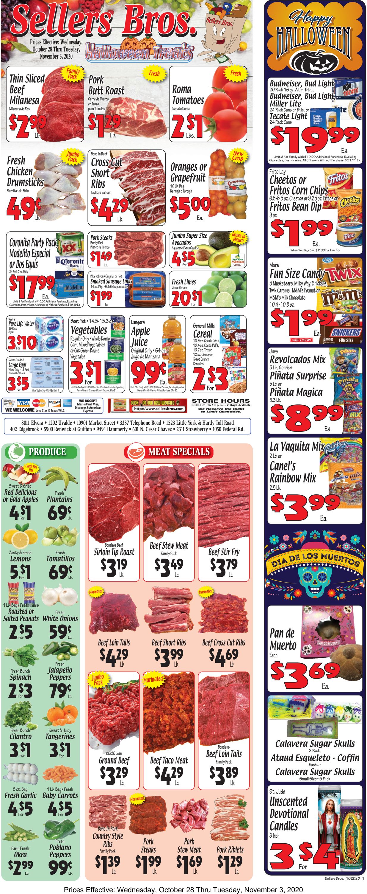 Sellers Bros. Ad from 10/28/2020
