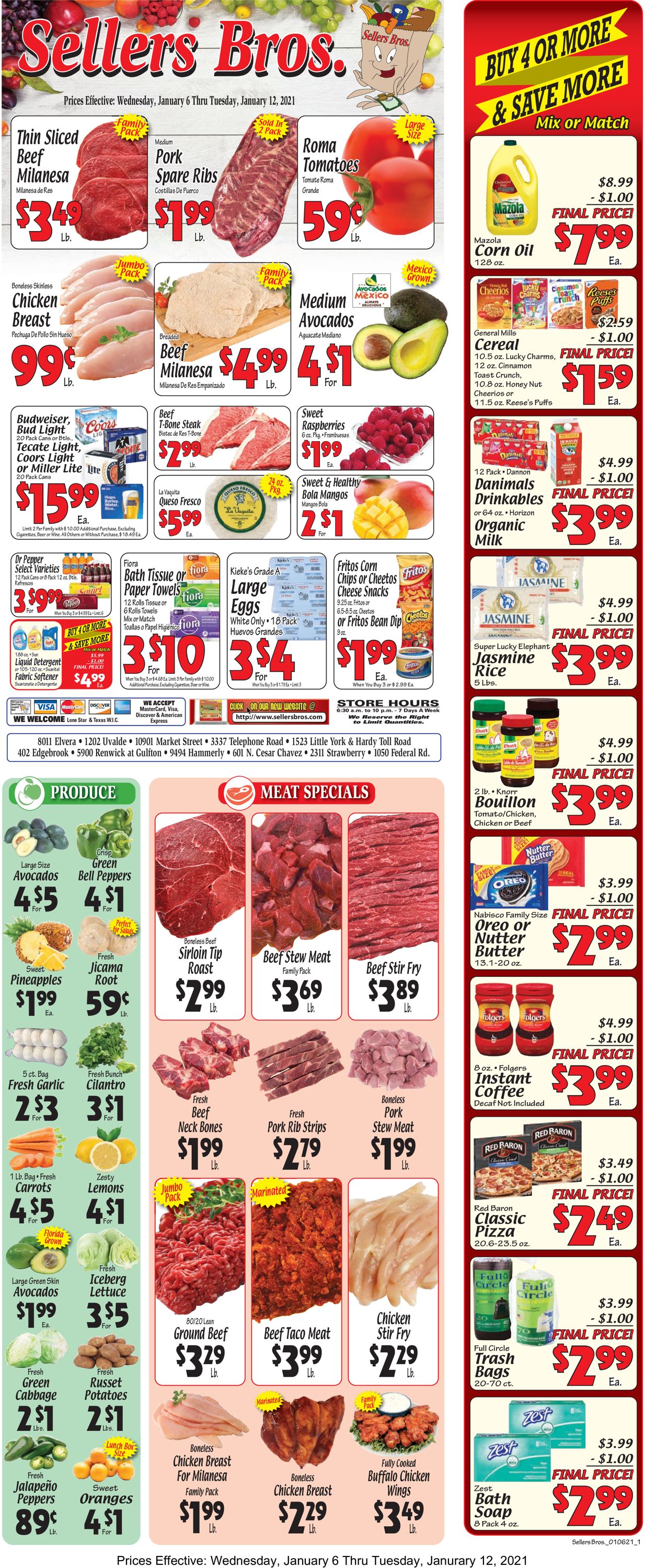 Sellers Bros. Ad from 01/06/2021
