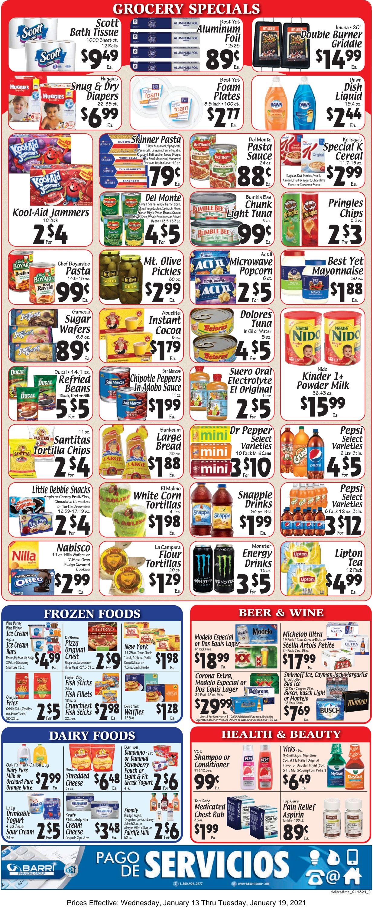 Sellers Bros. Ad from 01/13/2021