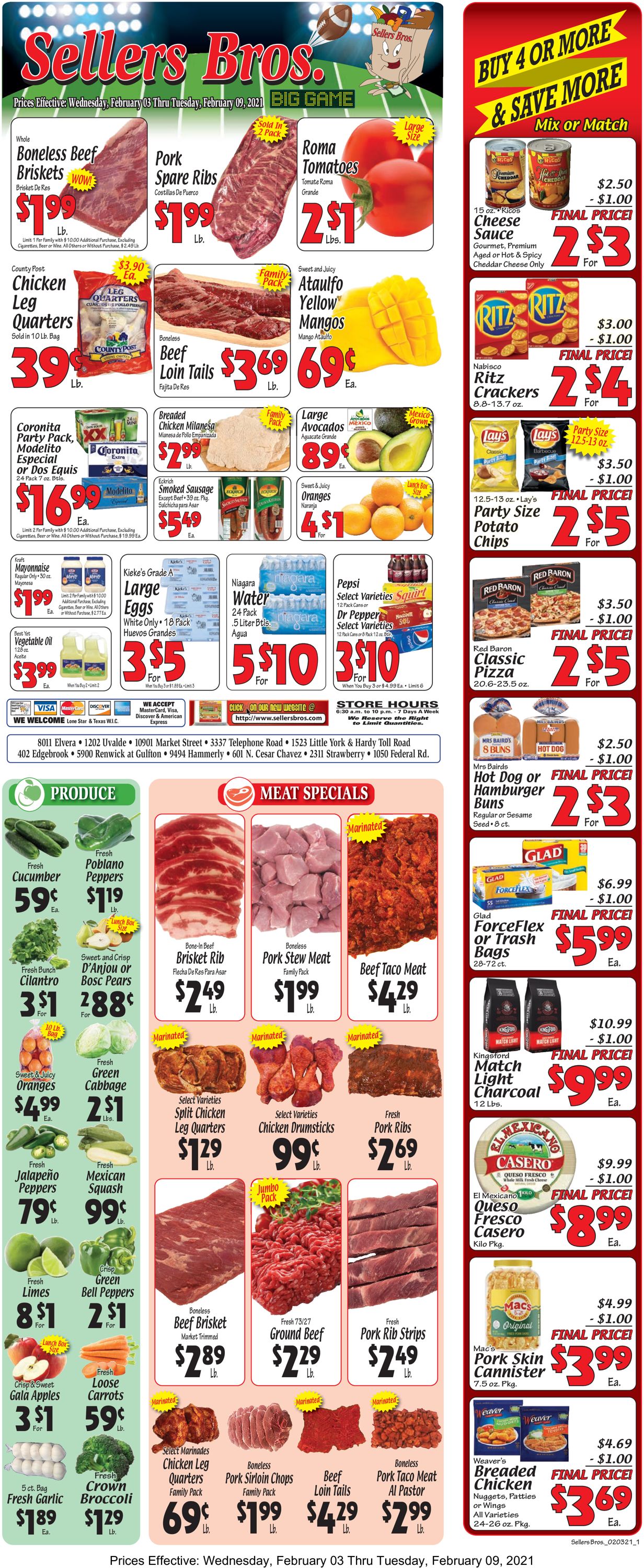 Sellers Bros. Ad from 02/03/2021