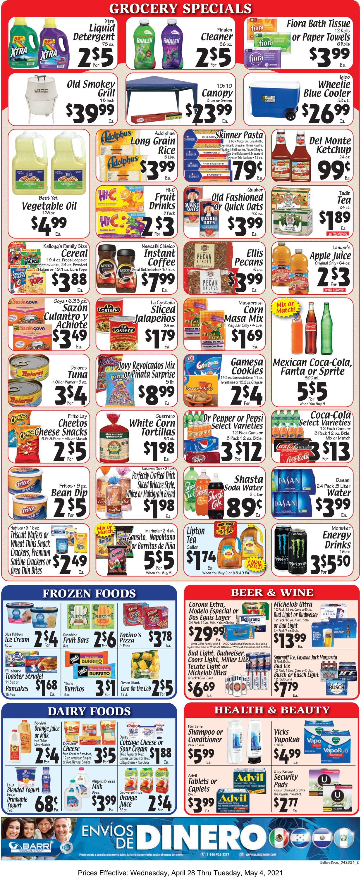 Sellers Bros. Ad from 04/28/2021