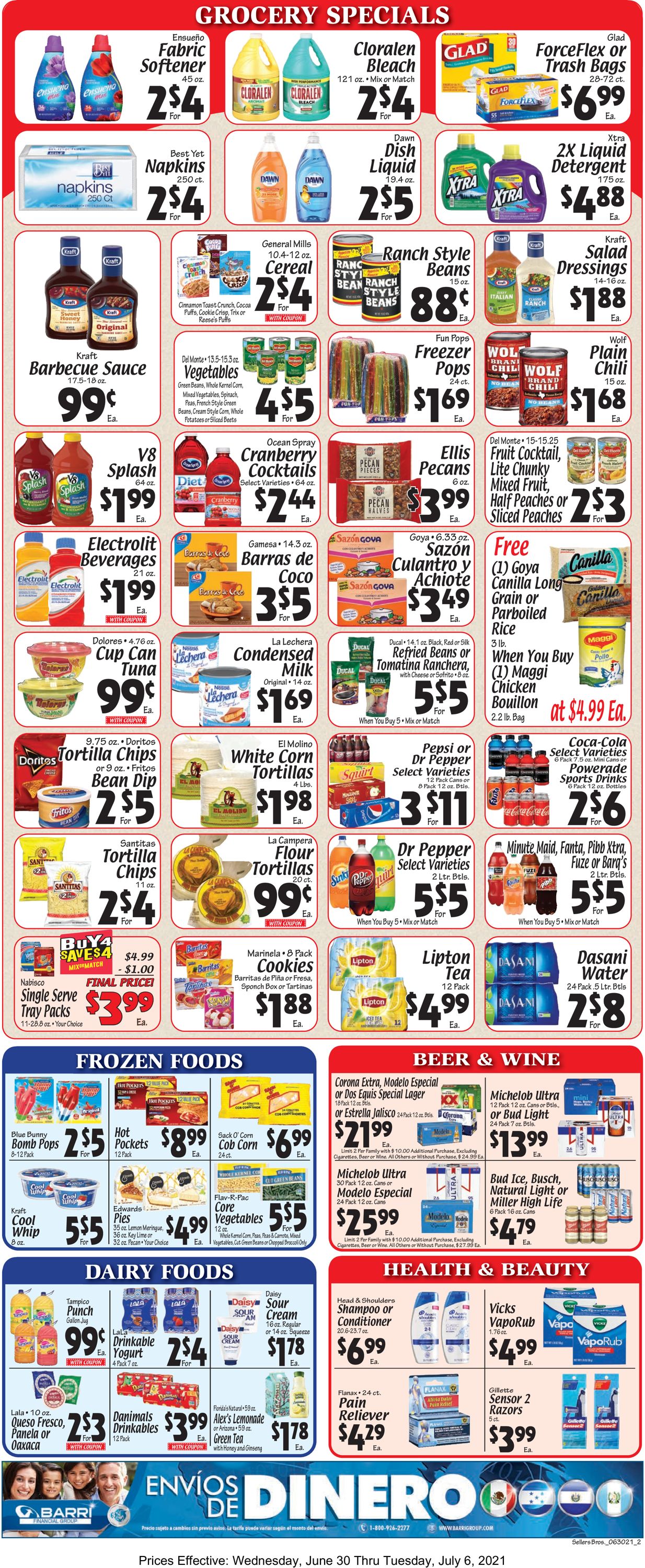 Sellers Bros. Ad from 06/30/2021