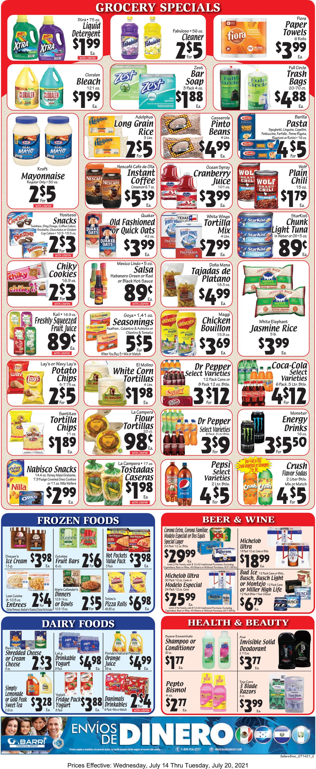 Sellers Bros. Ad from 07/14/2021