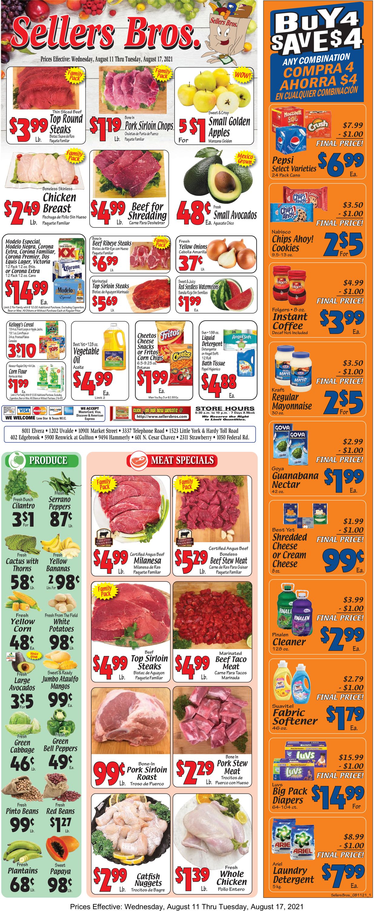 Sellers Bros. Ad from 08/11/2021