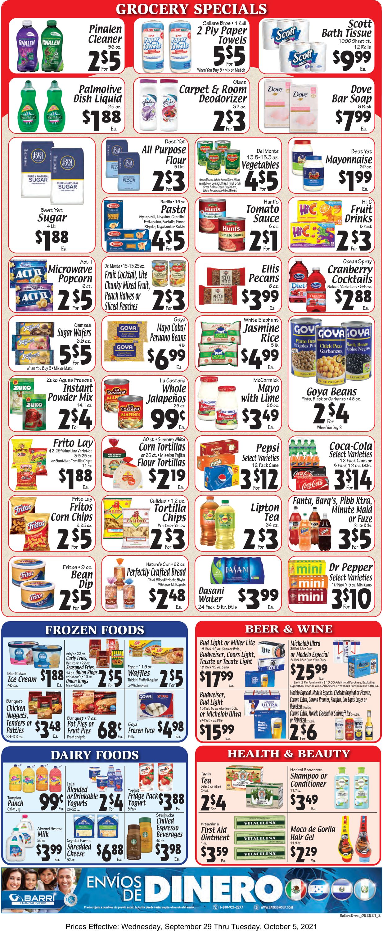Sellers Bros. Ad from 09/29/2021
