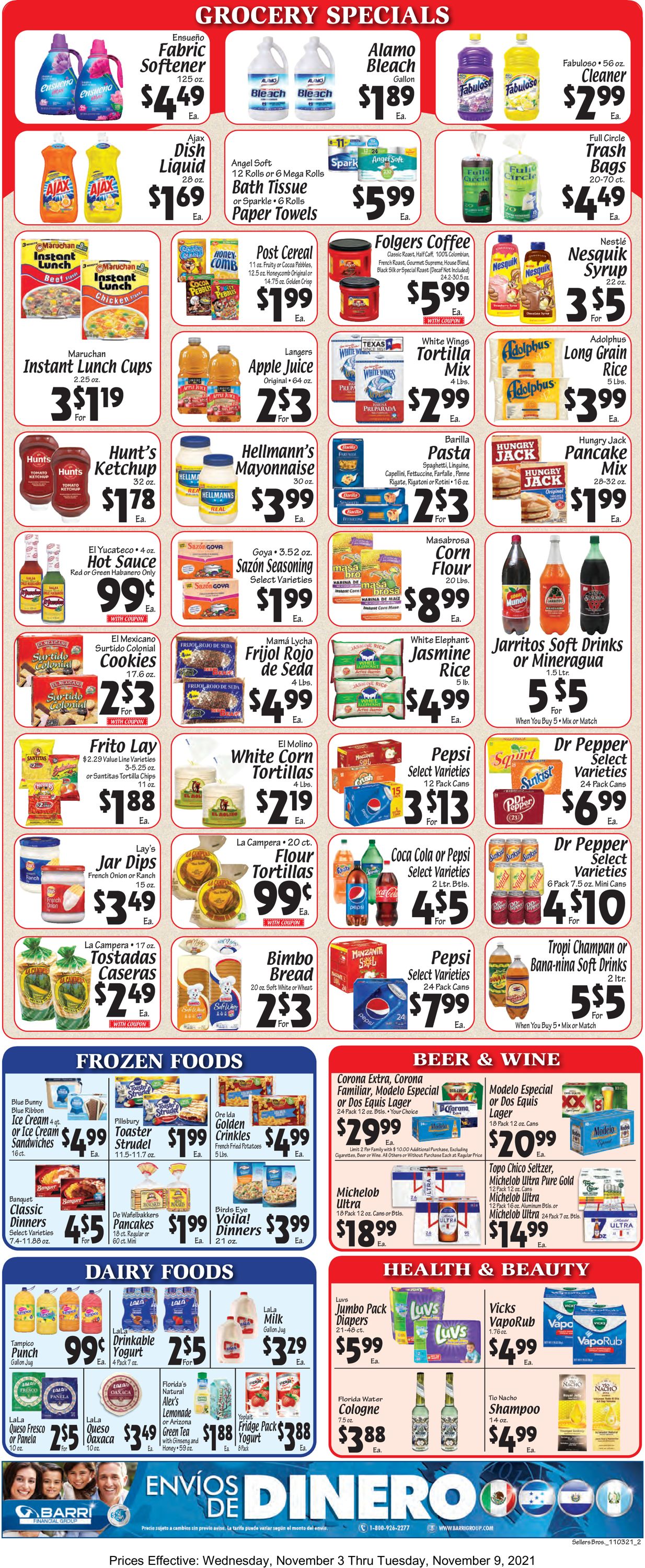Sellers Bros. Ad from 11/03/2021