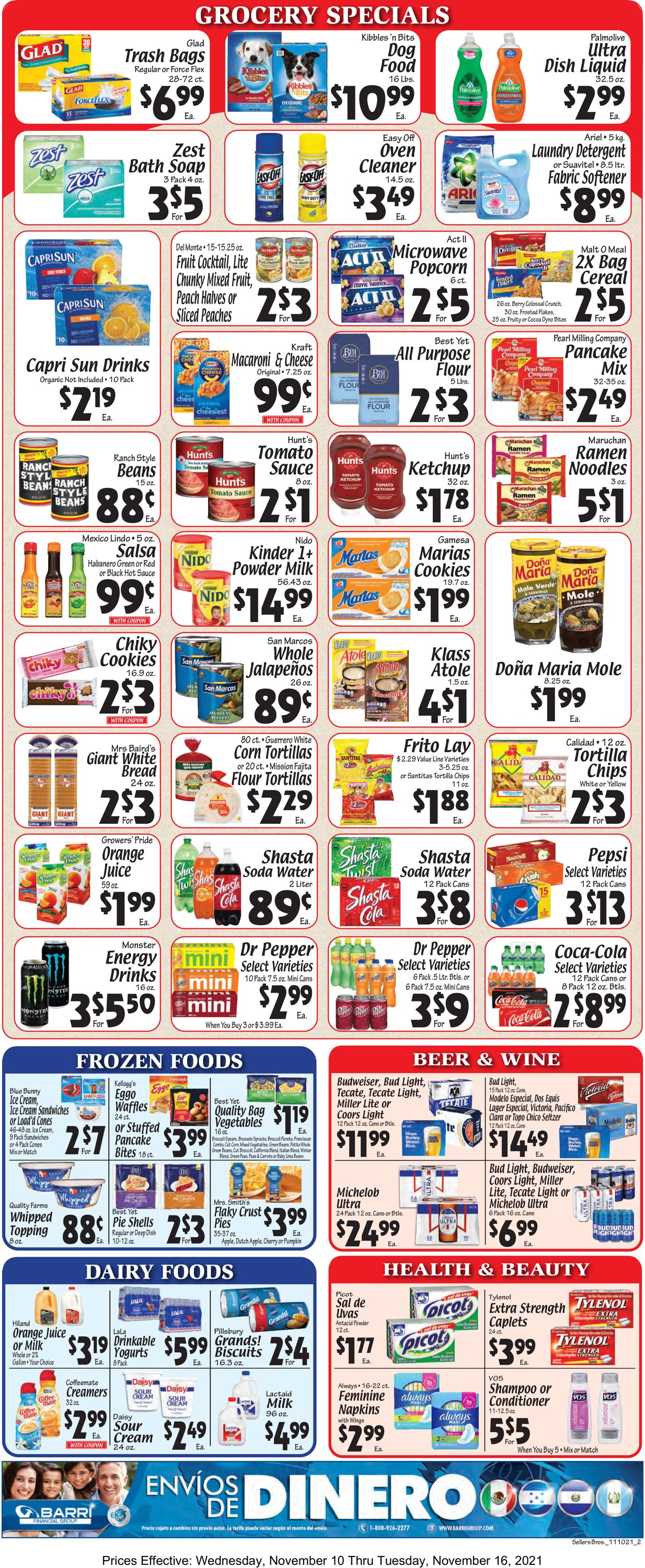 Sellers Bros. Ad from 11/10/2021