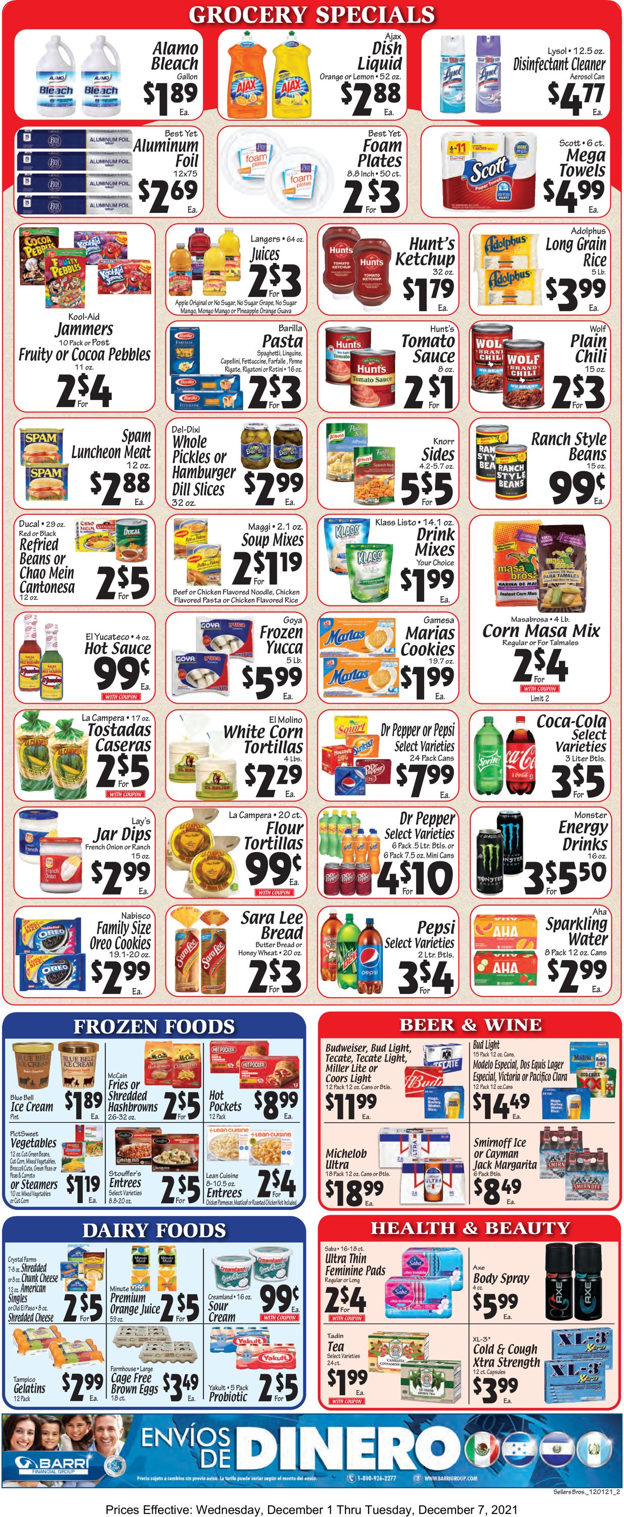 Sellers Bros. Ad from 12/01/2021