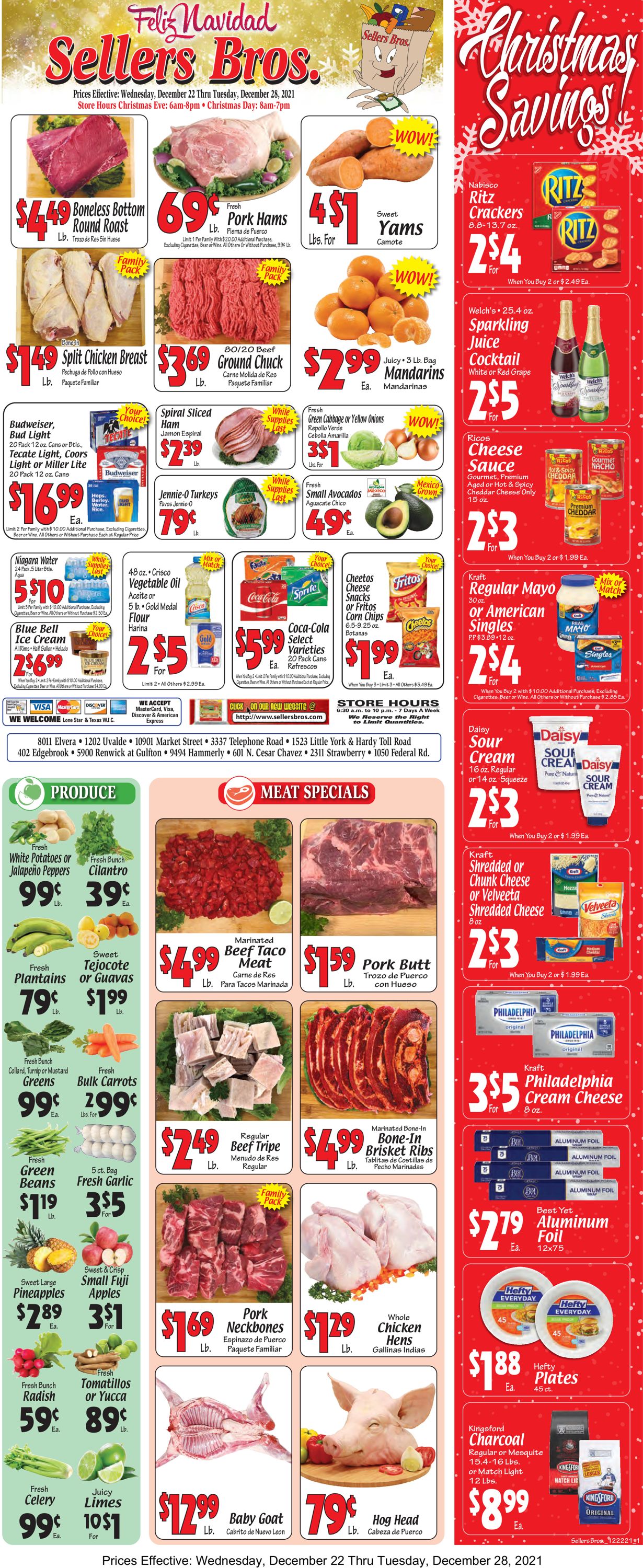Sellers Bros. Ad from 12/22/2021