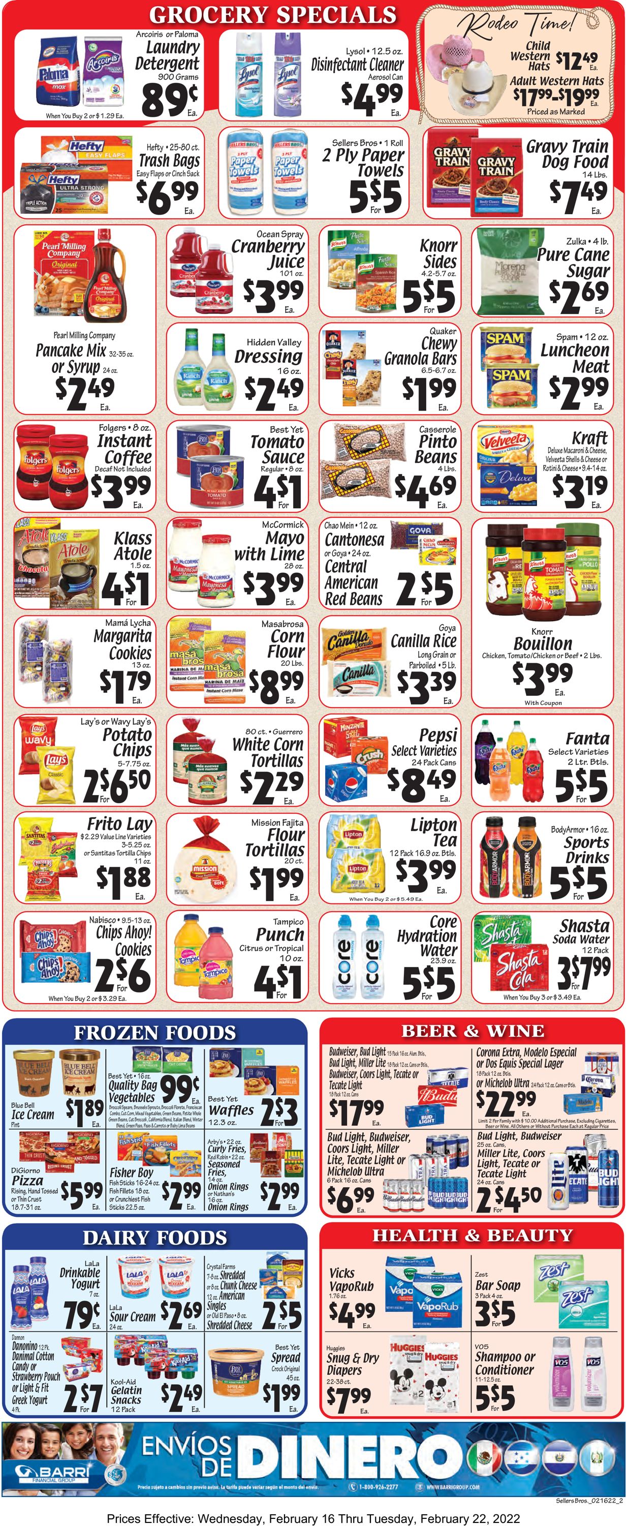 Sellers Bros. Ad from 02/16/2022