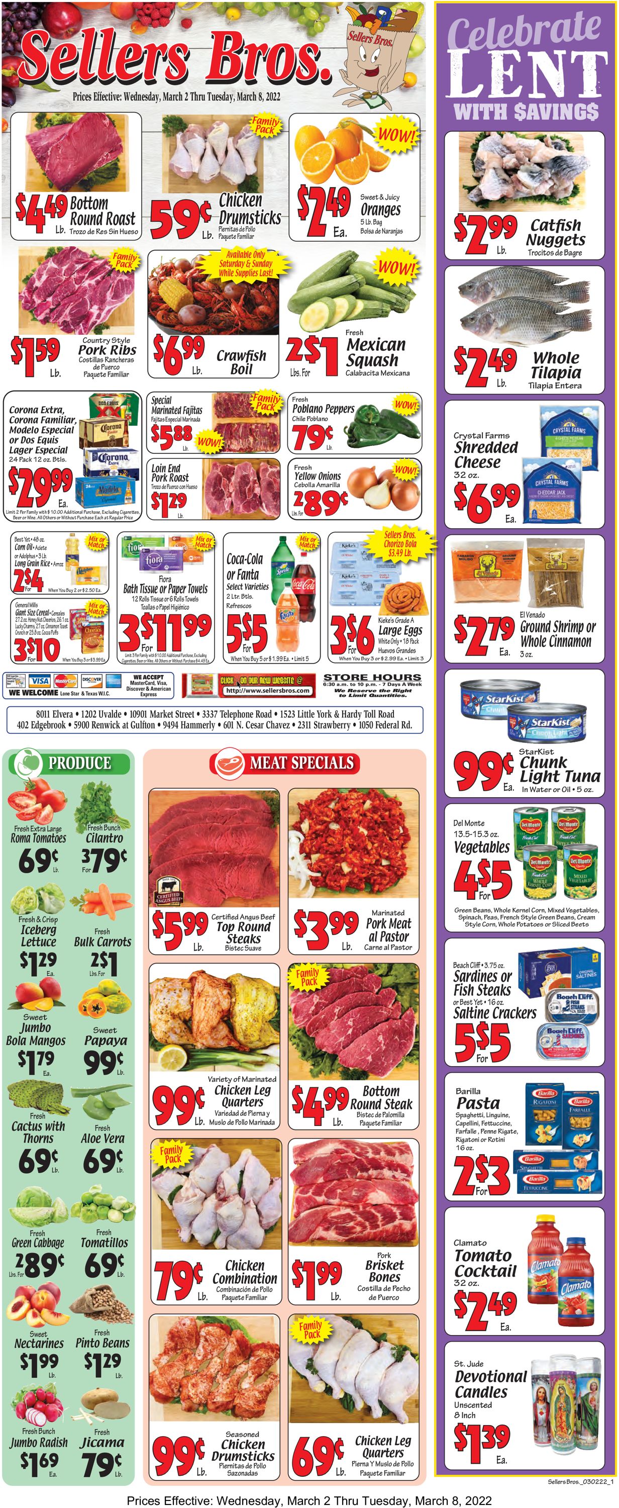 Sellers Bros. Ad from 03/02/2022