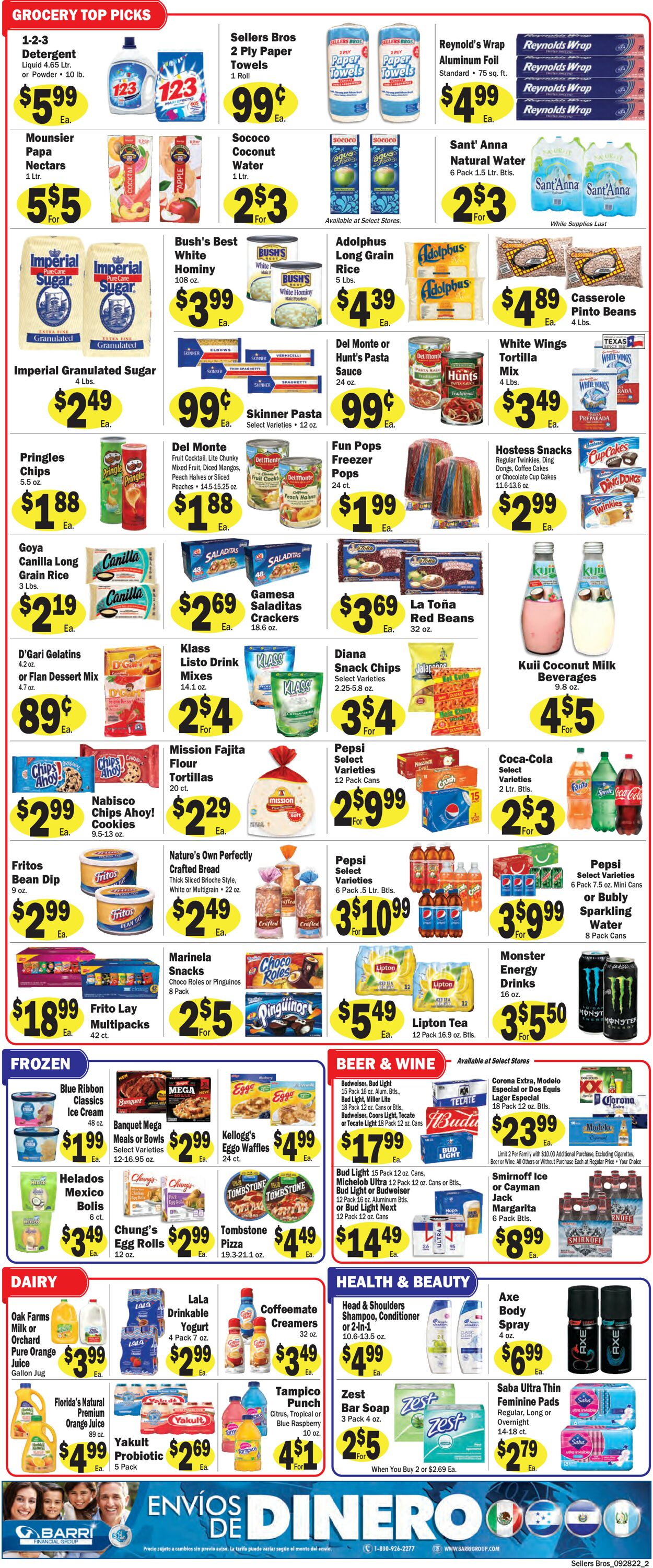 Sellers Bros. Ad from 09/28/2022