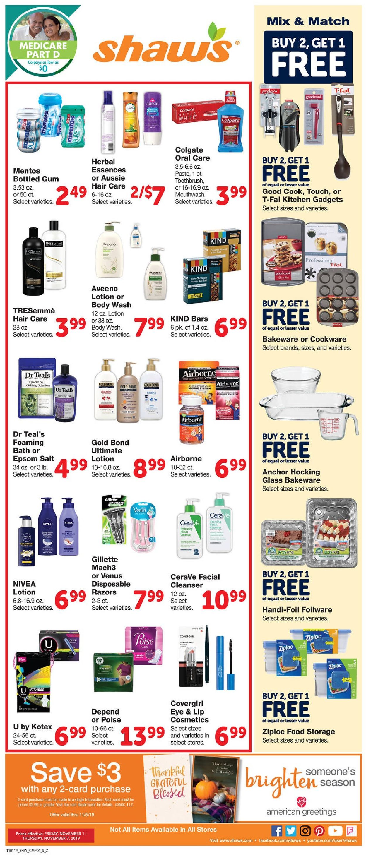 Shaw’s Ad from 11/01/2019