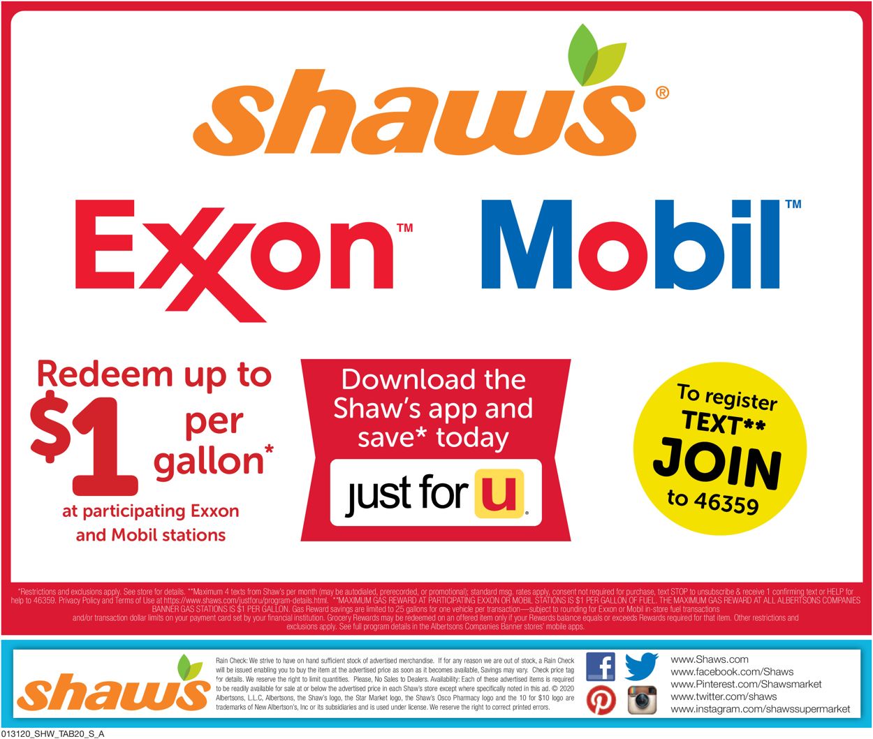 Shaw’s Ad from 01/31/2020
