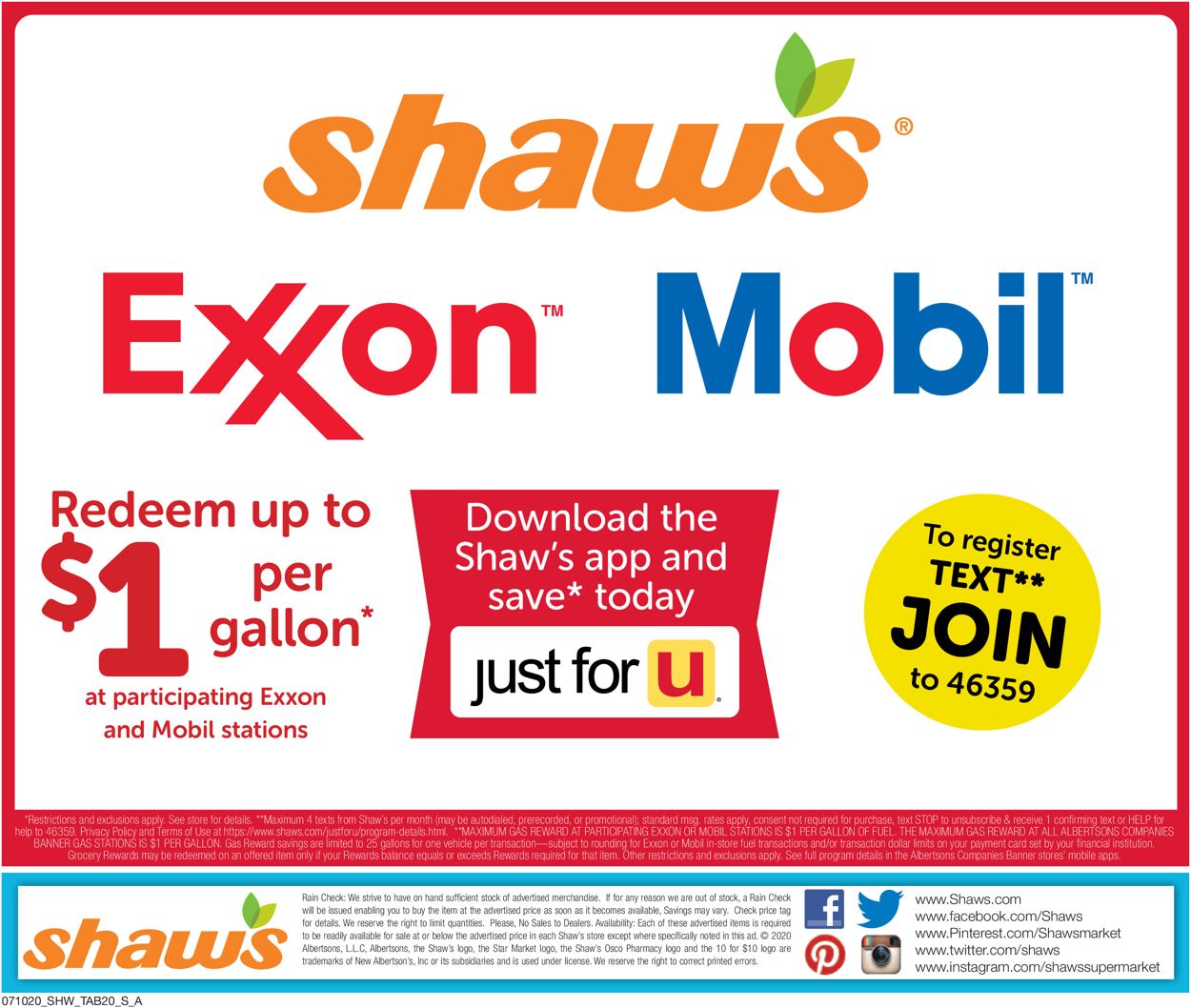 Shaw’s Ad from 07/10/2020