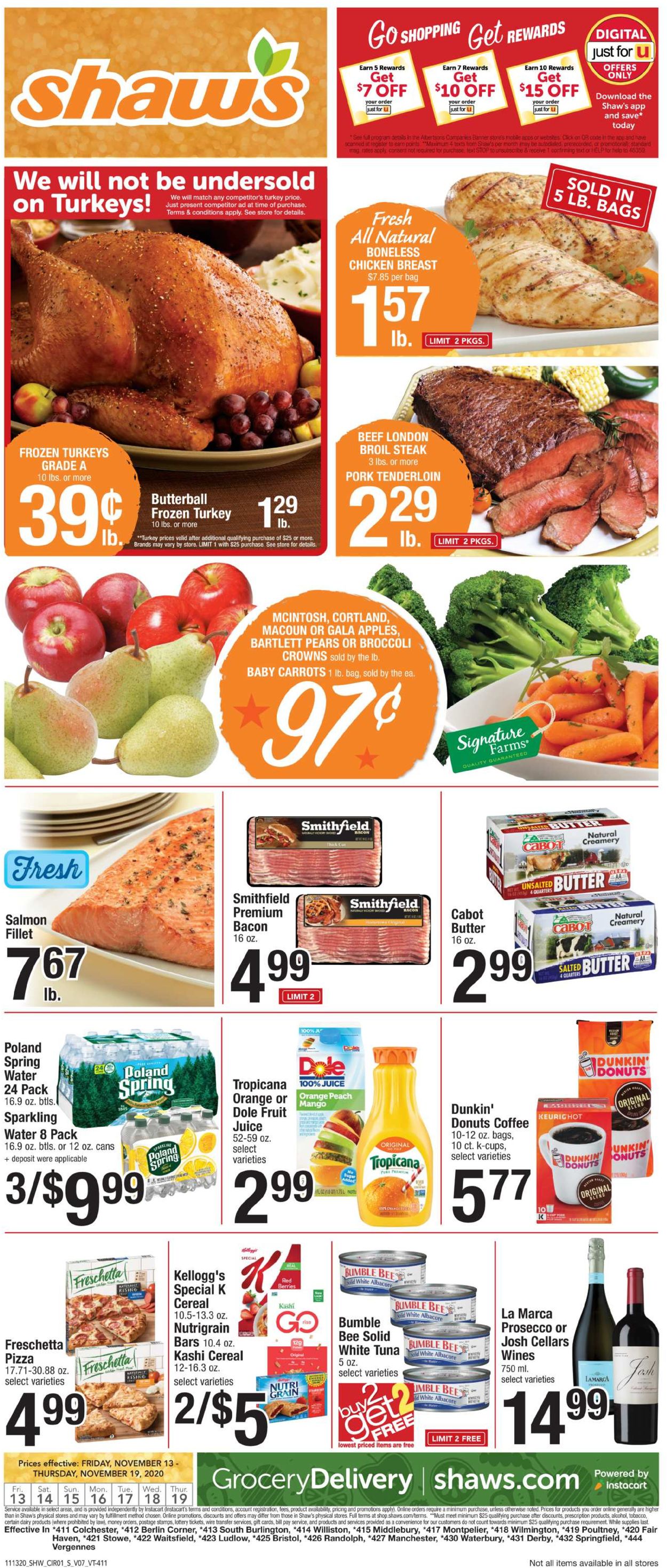Shaw’s Ad from 11/13/2020