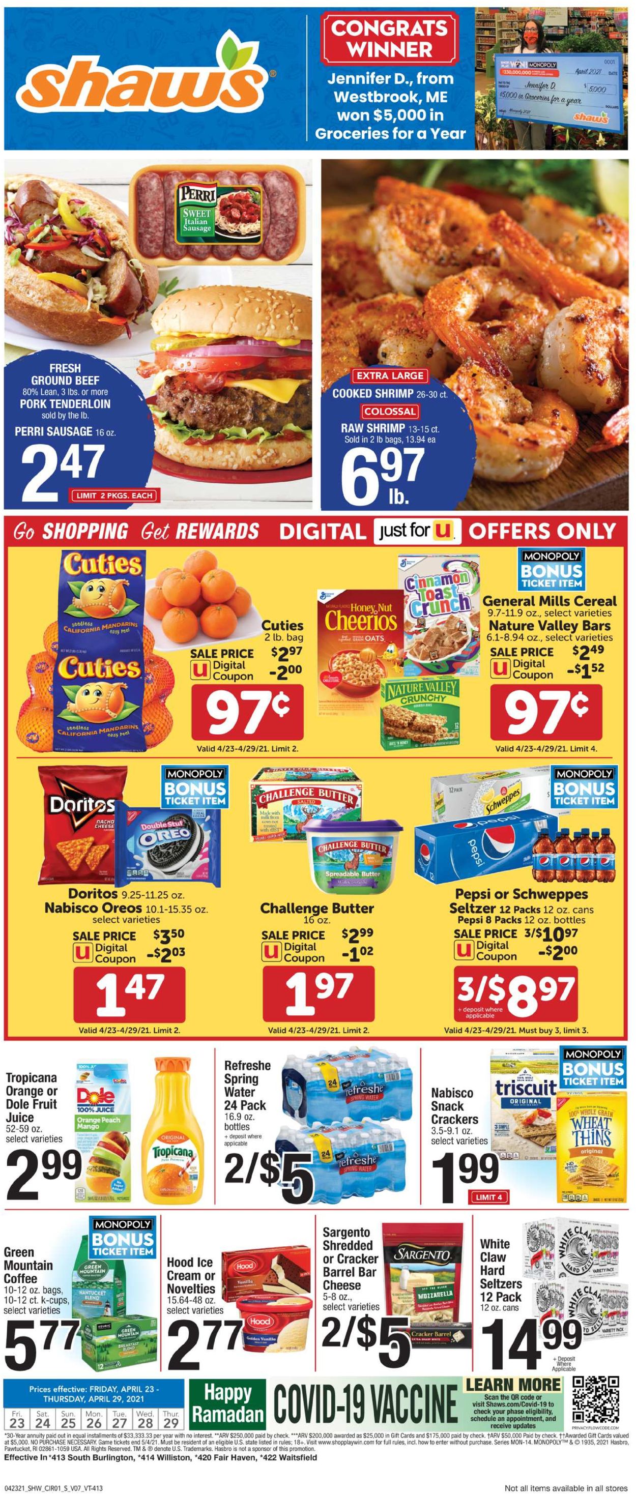 Shaw’s Ad from 04/23/2021
