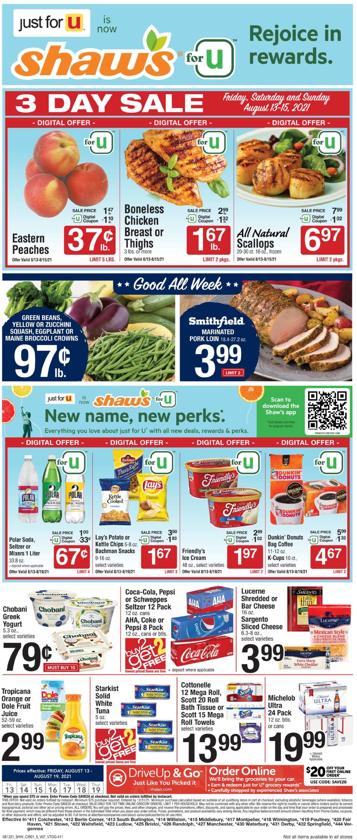 Shaw’s Ad from 08/13/2021