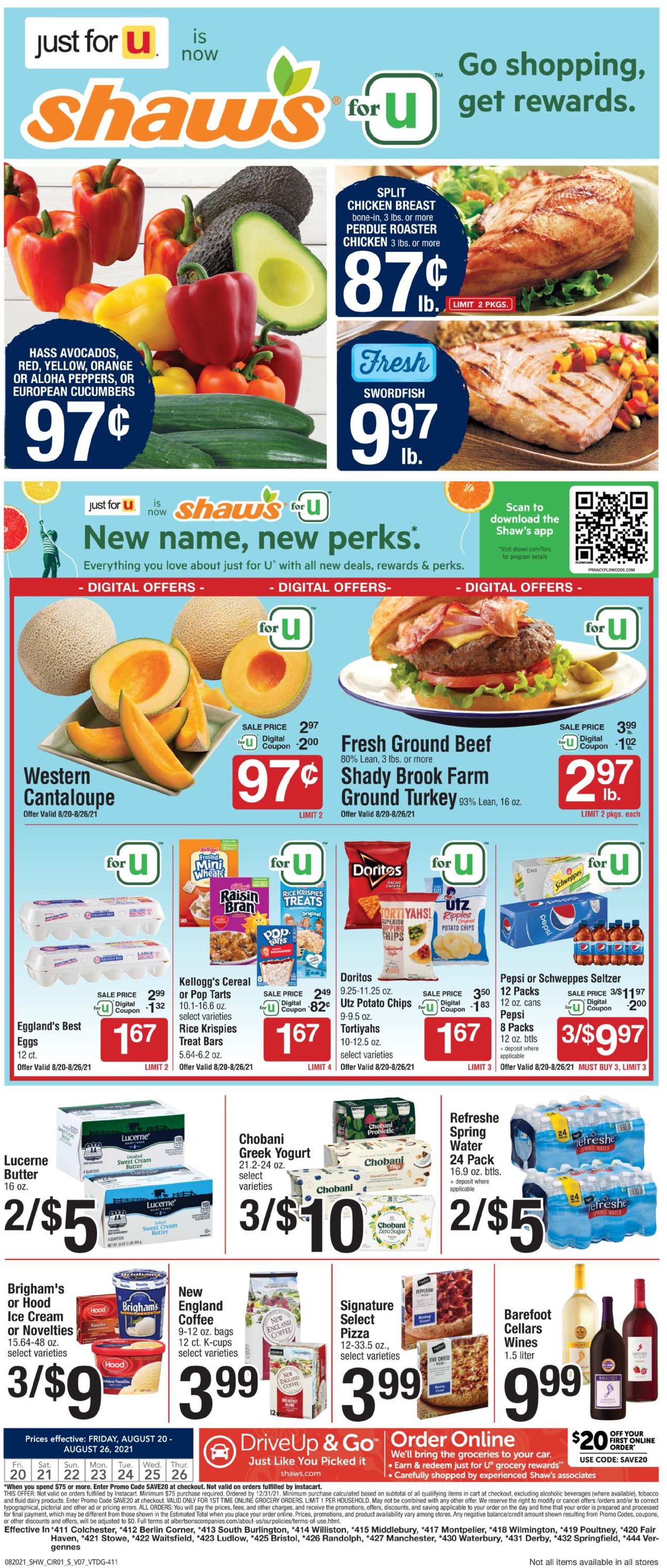 Shaw’s Ad from 08/20/2021