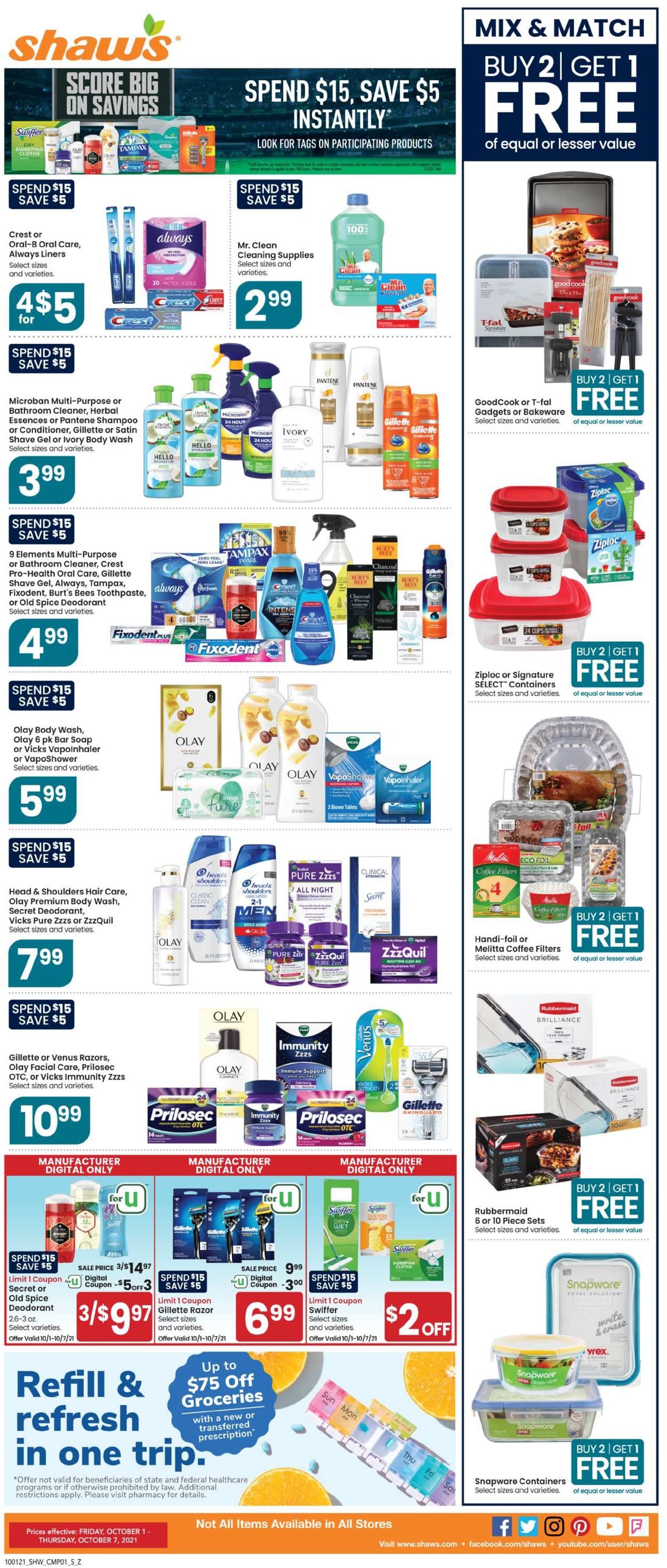 Shaw’s Ad from 10/01/2021